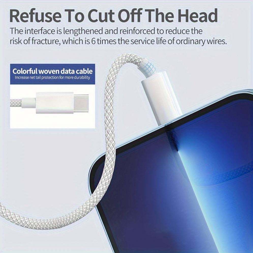 ORANGLES Macaron Color Braided USB-C to USB-C Cable – PD 60W Fast Charging Type-C Data Cable for iPhone 15, Laptop & Devices (1M / 2M) - high resolution display - exposing craftsmanship - Image 2 of 6 | built for everyone | Macaron Color Braided USB-C to USB-C Cable – PD 60W Fast Charging Type-C Data Cable for iPhone 15, Laptop & Devices (1M / 2M) for sale Georgia | Free Shipping ORANGLES