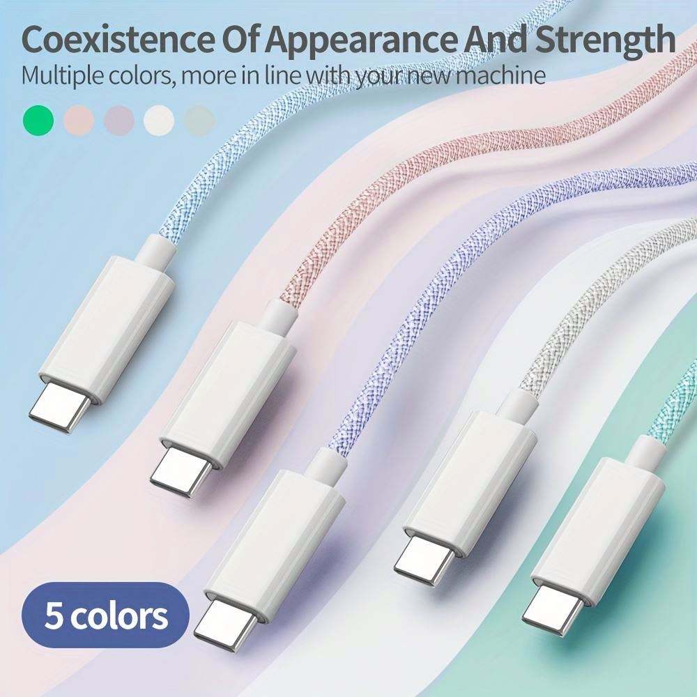 ORANGLES Macaron Color Braided USB-C to USB-C Cable – PD 60W Fast Charging Type-C Data Cable for iPhone 15, Laptop & Devices (1M / 2M) - detailed closeup view - illustrating benefits - Image 3 of 6 | created for all | Shop Macaron Color Braided USB-C to USB-C Cable – PD 60W Fast Charging Type-C Data Cable for iPhone 15, Laptop & Devices (1M / 2M) North Carolina | Free Shipping ORANGLES