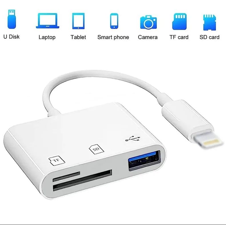 ORANGLES 3-in-1 Lightning & USB-C OTG Adapter – TF/SD Card Reader + USB Port Memory Reader for iPhone 14/13/12/11/X, Huawei, Xiaomi & Samsung - elegant presentation - exhibiting components - Image 6 of 6 | ideal for home | Discount on 3-in-1 Lightning & USB-C OTG Adapter – TF/SD Card Reader + USB Port Memory Reader for iPhone 14/13/12/11/X, Huawei, Xiaomi & Samsung Virginia | Free Shipping ORANGLES