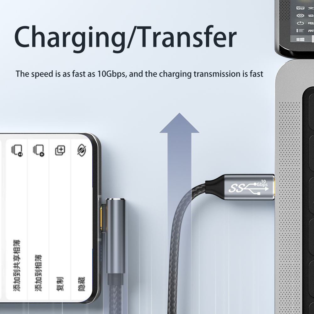 ORANGLES 2M Right Angle USB-C to USB-C Cable – 90° PD 100W Fast Charging, 10Gbps USB 3.2 Gen2 4K Video Type-C Braided Cable for Tablets & Laptops - high resolution display - exposing craftsmanship - Image 2 of 6 | built for everyone | 2M Right Angle USB-C to USB-C Cable – 90° PD 100W Fast Charging, 10Gbps USB 3.2 Gen2 4K Video Type-C Braided Cable for Tablets & Laptops for sale Georgia | Free Shipping ORANGLES