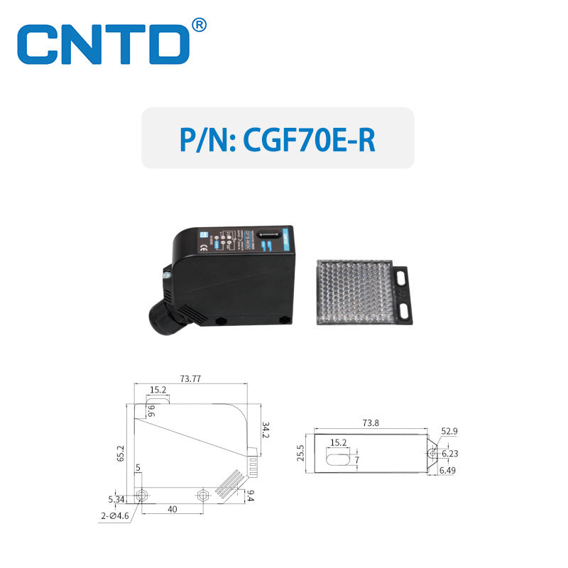 ORANGLES CNTD CGF70E-R Photoelectric Sensor – NPN/PNP 10–30VDC Square Reflective Sensor IP65 Waterproof for Industrial Automation & Control Systems - full product showcase - displaying specifications - Image 5 of 6 | adapts to any space | CNTD CGF70E-R Photoelectric Sensor – NPN/PNP 10–30VDC Square Reflective Sensor IP65 Waterproof for Industrial Automation & Control Systems deal New Jersey | Free Shipping ORANGLES