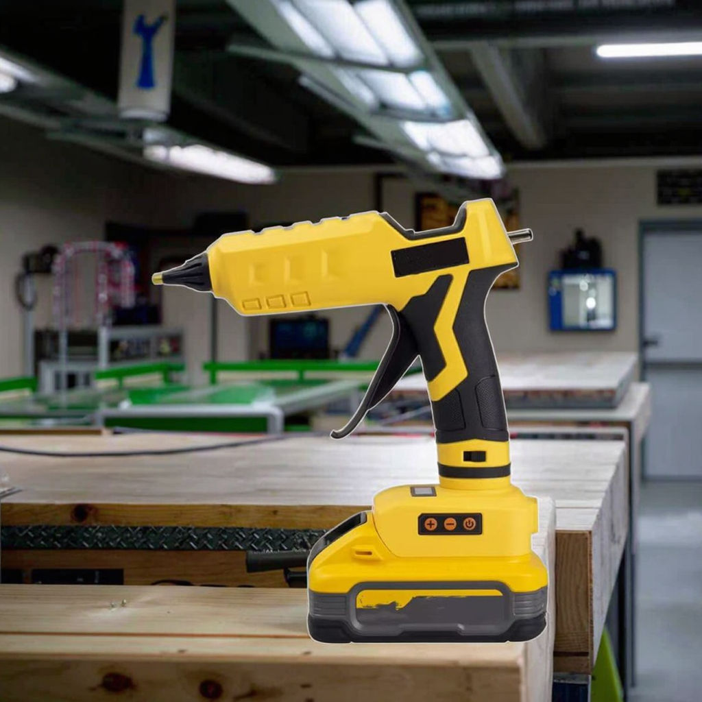 ORANGLES 18V Li-ion Cordless Hot Melt Glue Gun Digital Display | 11mm Glue Stick Compatible DIY & Professional Craft Tool - detailed closeup view - illustrating benefits - Image 3 of 4 | created for all | Shop 18V Li-ion Cordless Hot Melt Glue Gun Digital Display | 11mm Glue Stick Compatible DIY & Professional Craft Tool North Carolina | Free Shipping ORANGLES