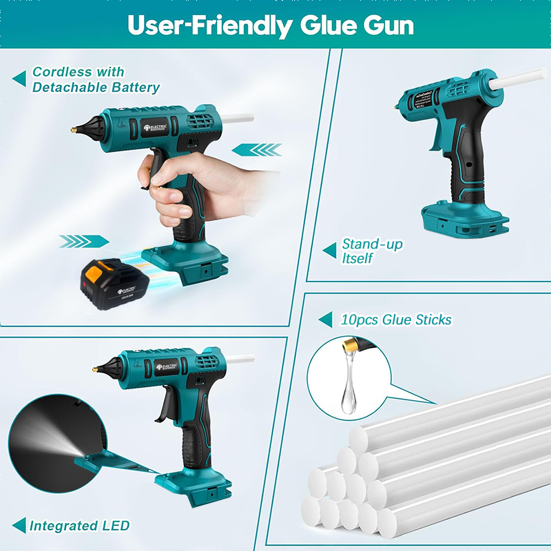 ORANGLES 18V Portable Rechargeable Cordless Hot Melt Glue Gun | Electric DIY Repair Tool for Crafts, Home & Industrial Use - angled perspective - presenting advantages - Image 4 of 6 | fits any environment | Purchase 18V Portable Rechargeable Cordless Hot Melt Glue Gun | Electric DIY Repair Tool for Crafts, Home & Industrial Use Michigan | Free Shipping ORANGLES