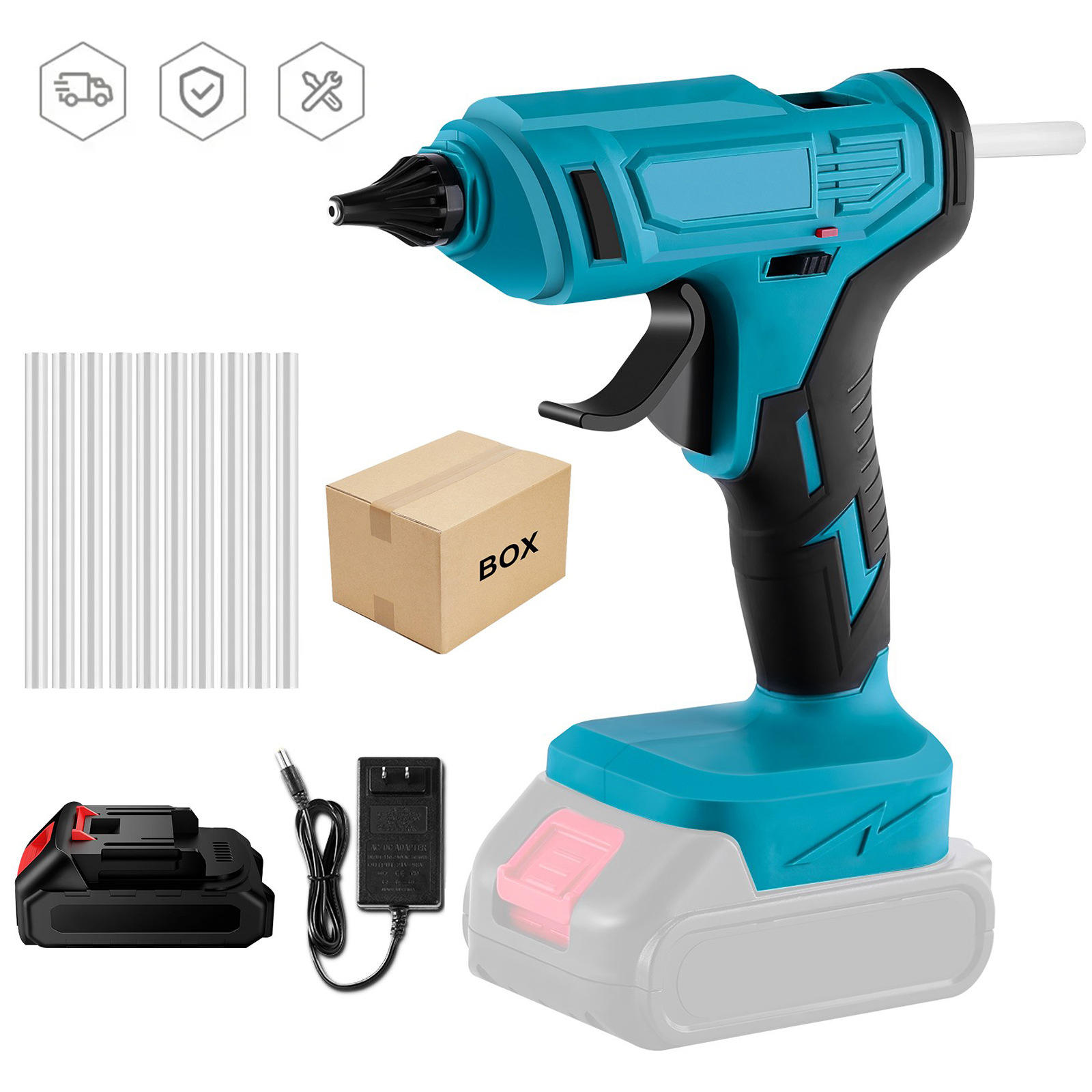 ORANGLES Industrial Grade Electric & Battery Powered Hot Melt Glue Gun | Single Temperature DIY Adhesive Tool for Crafts, Repair & Professional Use - elegant presentation - exhibiting components - Image 6 of 6 | ideal for home | Discount on Industrial Grade Electric & Battery Powered Hot Melt Glue Gun | Single Temperature DIY Adhesive Tool for Crafts, Repair & Professional Use Virginia | Free Shipping ORANGLES