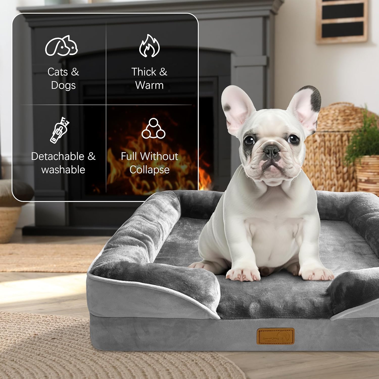 ORANGLES Orthopedic Dog Bed with Sides Medium Grey | Supportive Foam Pet Sofa Bed with Washable Cover & Waterproof Lining - stunning visual - unveiling characteristics - Image 7 of 8 | perfect for office | Orthopedic Dog Bed with Sides Medium Grey | Supportive Foam Pet Sofa Bed with Washable Cover & Waterproof Lining offer Washington | Free Shipping ORANGLES