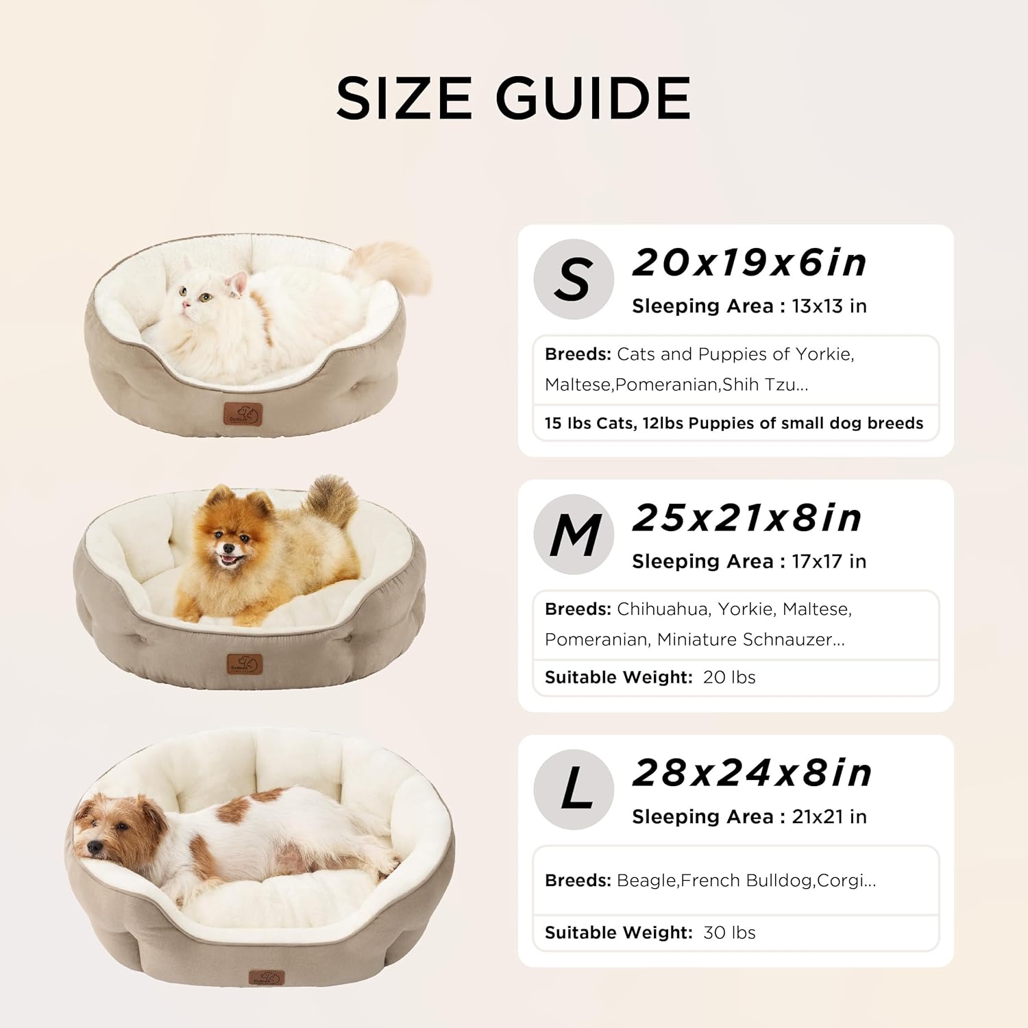 ORANGLES Bedsure 20in Round Pet Bed Camel | Washable Dog & Cat Bed for Small Dogs, Puppies & Indoor Cats with Non-Slip Bottom - detailed closeup view - illustrating benefits - Image 3 of 8 | created for all | Shop Bedsure 20in Round Pet Bed Camel | Washable Dog & Cat Bed for Small Dogs, Puppies & Indoor Cats with Non-Slip Bottom North Carolina | Free Shipping ORANGLES