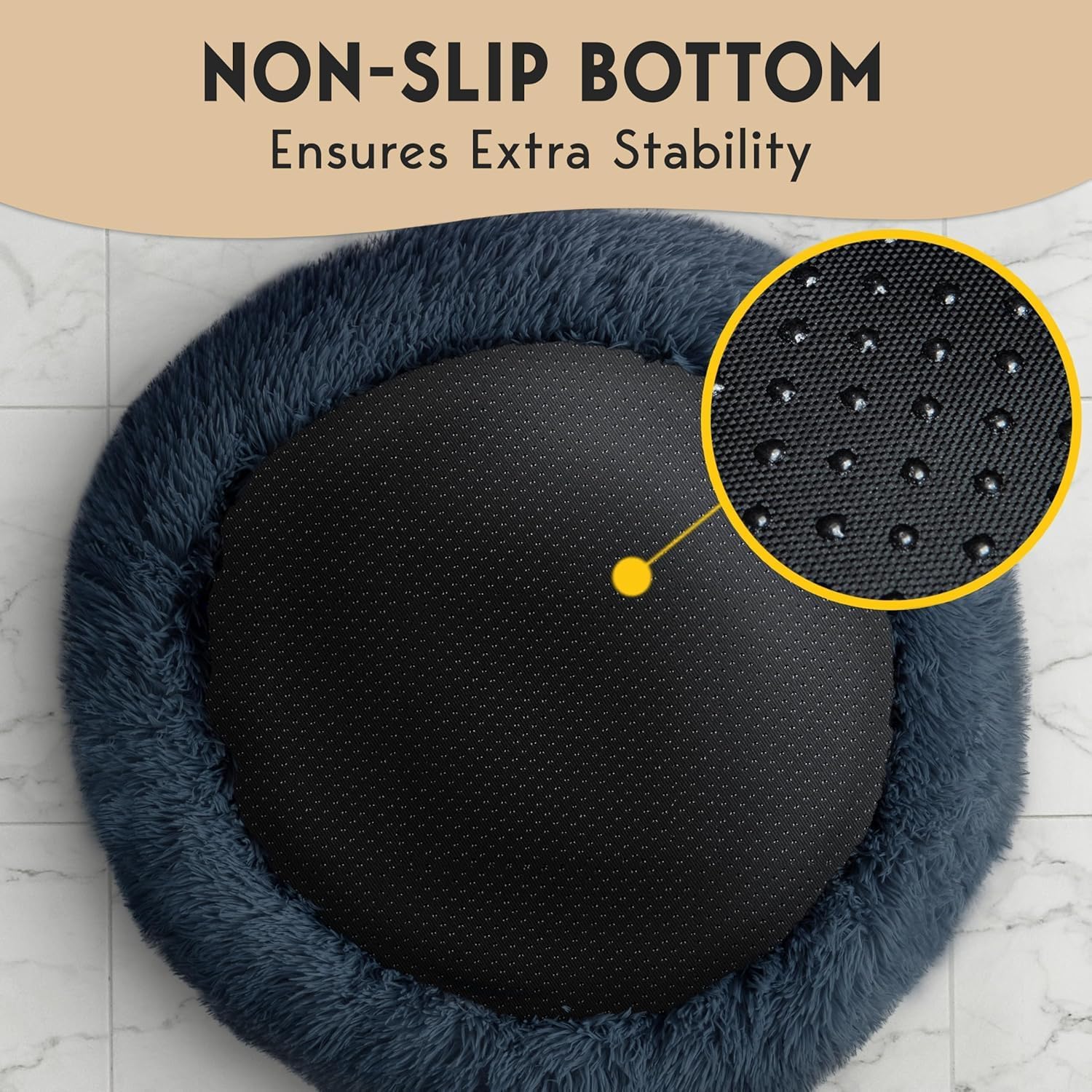 ORANGLES PetJett 30'' Calming Donut Dog Bed Dark Grey | Washable Anti-Anxiety Plush Pet Bed for Medium Dogs up to 45 lbs - high resolution display - exposing craftsmanship - Image 2 of 8 | built for everyone | PetJett 30'' Calming Donut Dog Bed Dark Grey | Washable Anti-Anxiety Plush Pet Bed for Medium Dogs up to 45 lbs for sale Georgia | Free Shipping ORANGLES