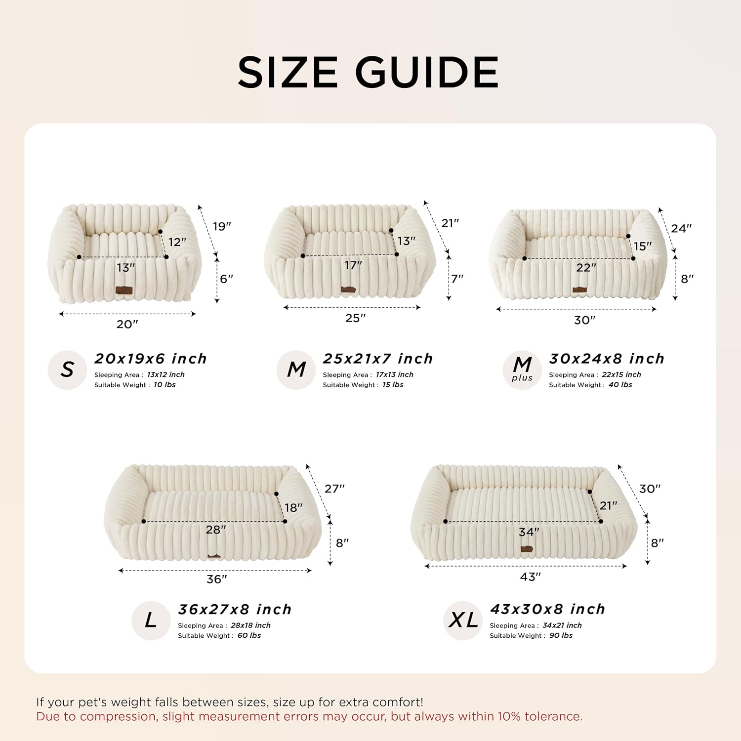 ORANGLES Bedsure ComfyFleece™ Orthopedic Dog Bed 25x21x7 Cream | Washable Rectangle Fleece Pet Bed for Small & Medium Dogs - detailed closeup view - illustrating benefits - Image 3 of 6 | created for all | Shop Bedsure ComfyFleece™ Orthopedic Dog Bed 25x21x7 Cream | Washable Rectangle Fleece Pet Bed for Small & Medium Dogs North Carolina | Free Shipping ORANGLES