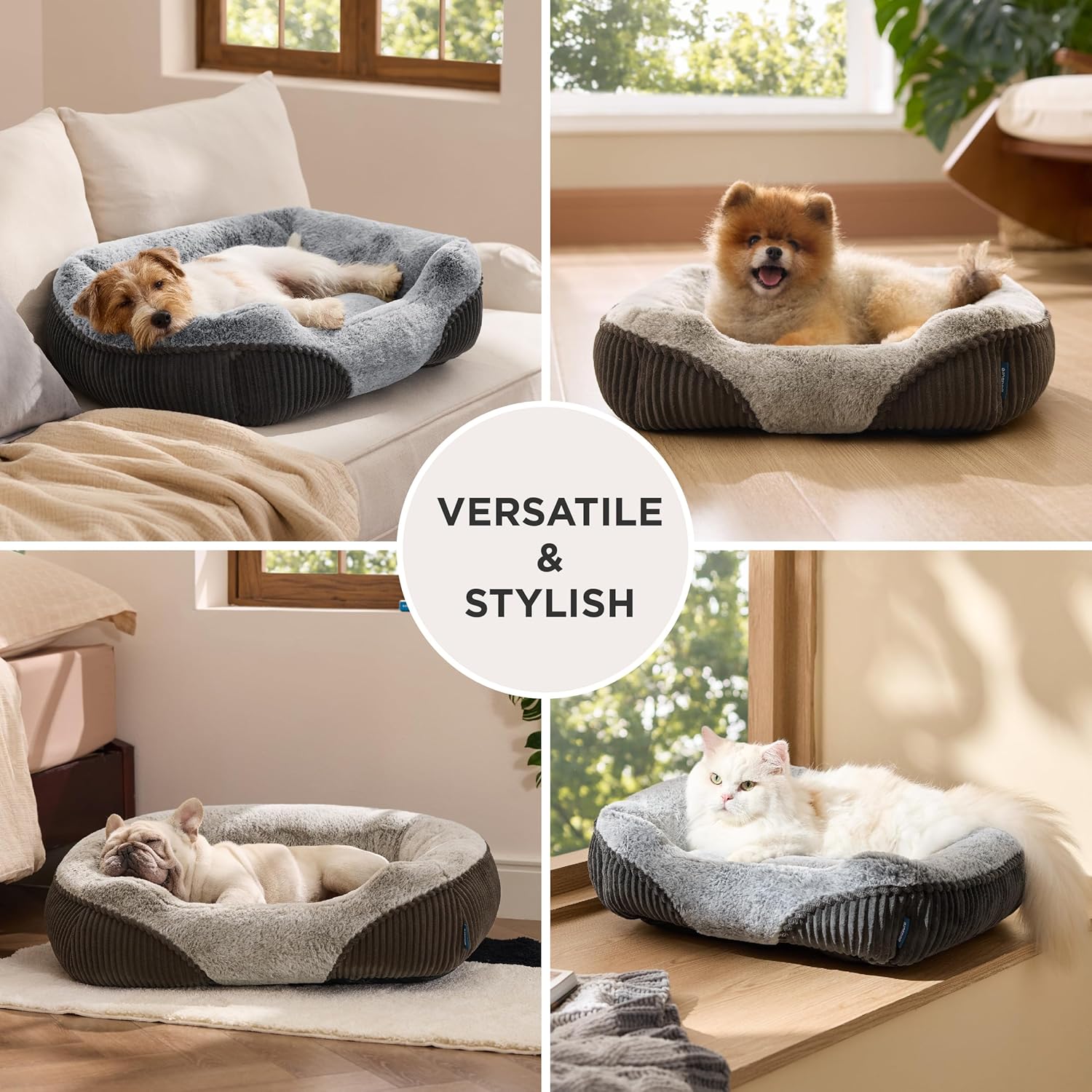 ORANGLES Bedsure Washable Dog Bed 30x24x8 Grey | Rectangle Plush Pet Bed with Non-Slip Bottom for Medium Dogs up to 35lbs - angled perspective - presenting advantages - Image 4 of 8 | fits any environment | Purchase Bedsure Washable Dog Bed 30x24x8 Grey | Rectangle Plush Pet Bed with Non-Slip Bottom for Medium Dogs up to 35lbs Michigan | Free Shipping ORANGLES