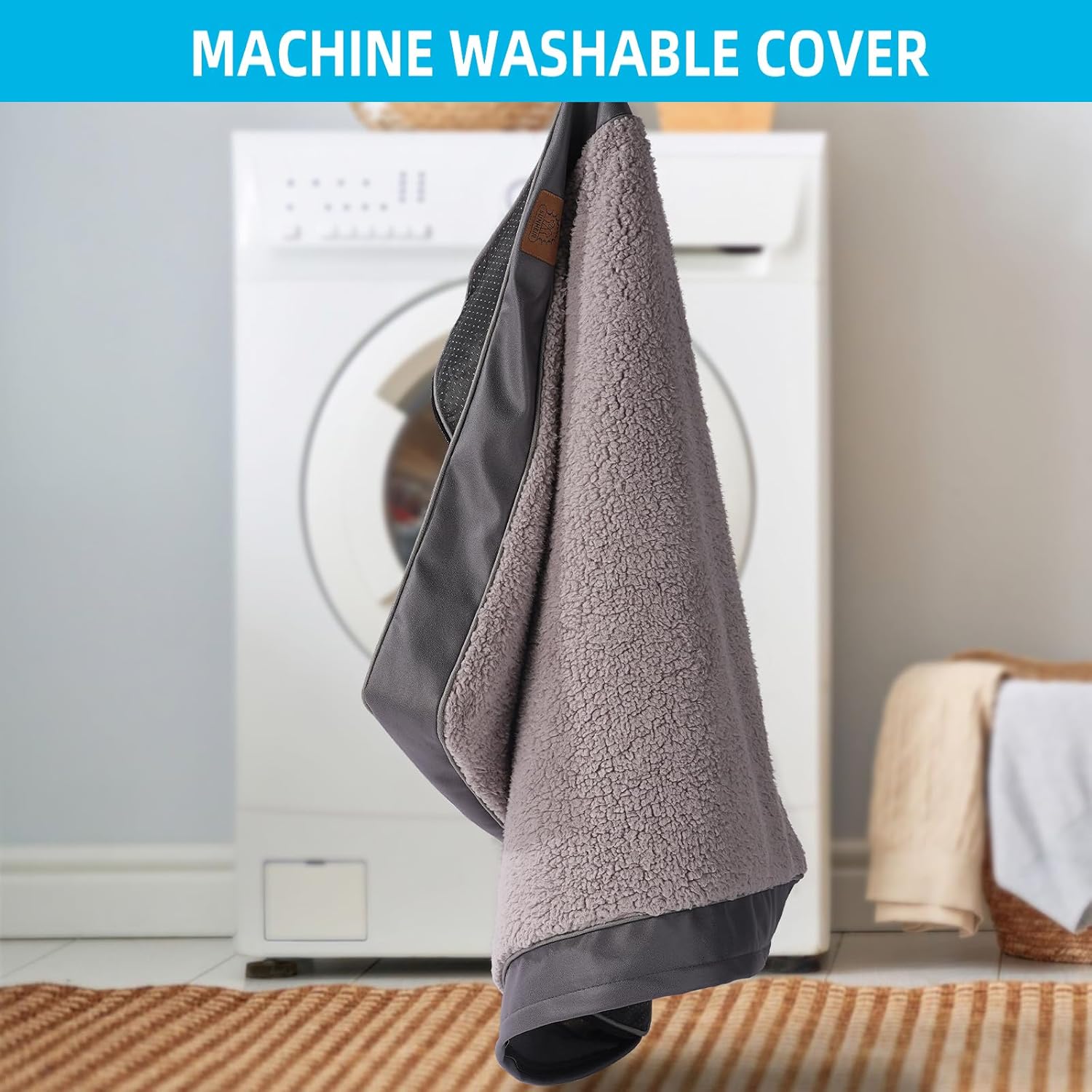 ORANGLES Sunheir Orthopedic Dog Bed for Large Dogs Grey | Waterproof Crate Bed with Egg Crate Foam, Washable Cover & Non-Slip Bottom - full product showcase - displaying specifications - Image 5 of 6 | adapts to any space | Sunheir Orthopedic Dog Bed for Large Dogs Grey | Waterproof Crate Bed with Egg Crate Foam, Washable Cover & Non-Slip Bottom deal New Jersey | Free Shipping ORANGLES