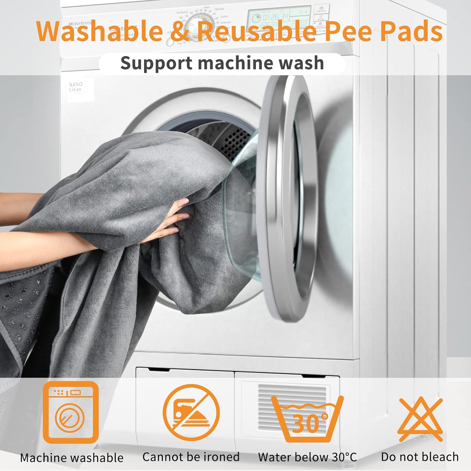 ORANGLES LOOBANI Extra Large Reusable Dog Pee Pads 36"x48" 2 Pack | Non-Slip Washable Absorbent Pet Training & Whelping Mats Grey - detailed closeup view - illustrating benefits - Image 3 of 6 | created for all | Shop LOOBANI Extra Large Reusable Dog Pee Pads 36"x48" 2 Pack | Non-Slip Washable Absorbent Pet Training & Whelping Mats Grey North Carolina | Free Shipping ORANGLES