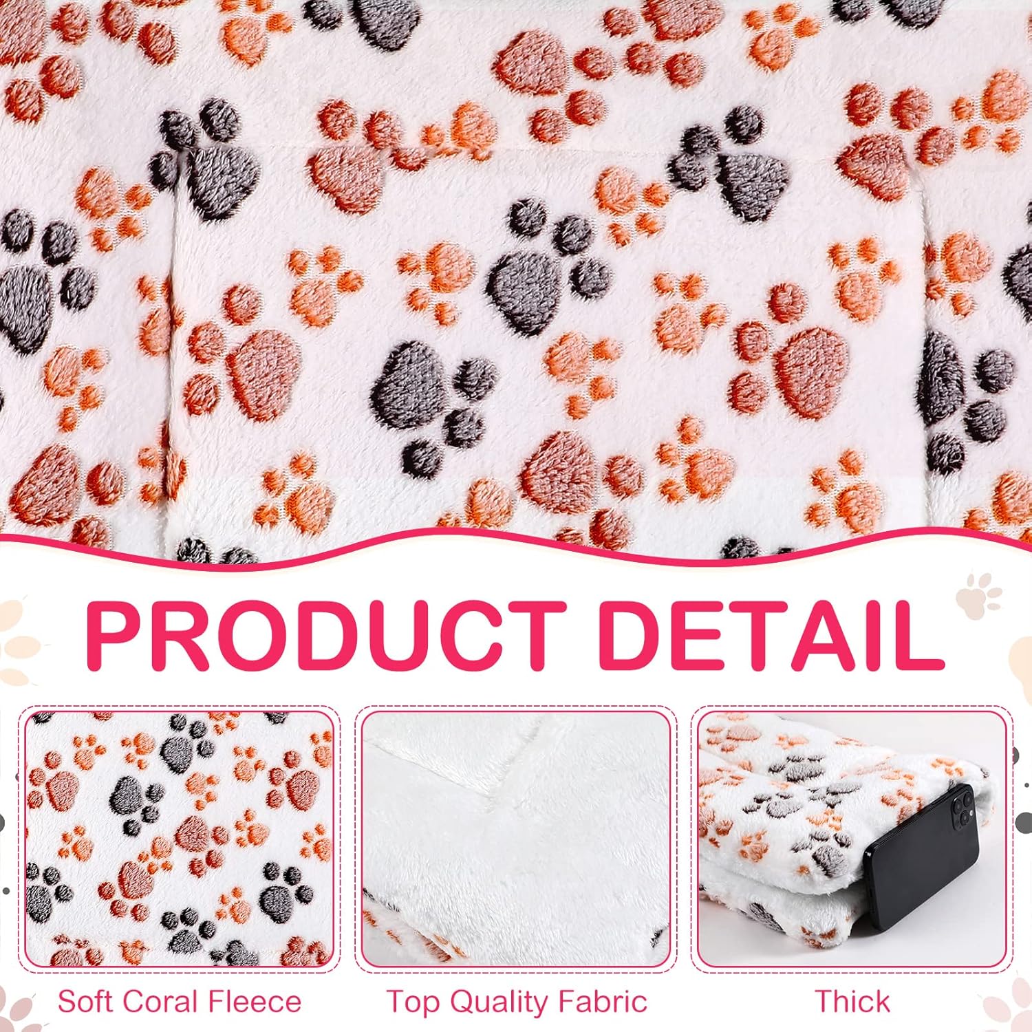 ORANGLES Tuanse 4 Pack Ultra Soft Pet Bed Mats 23x18 Inches | Reversible Fleece Washable Dog Cat Guinea Pig Crate Pads with Cute Print - elegant presentation - exhibiting components - Image 6 of 7 | ideal for home | Discount on Tuanse 4 Pack Ultra Soft Pet Bed Mats 23x18 Inches | Reversible Fleece Washable Dog Cat Guinea Pig Crate Pads with Cute Print Virginia | Free Shipping ORANGLES