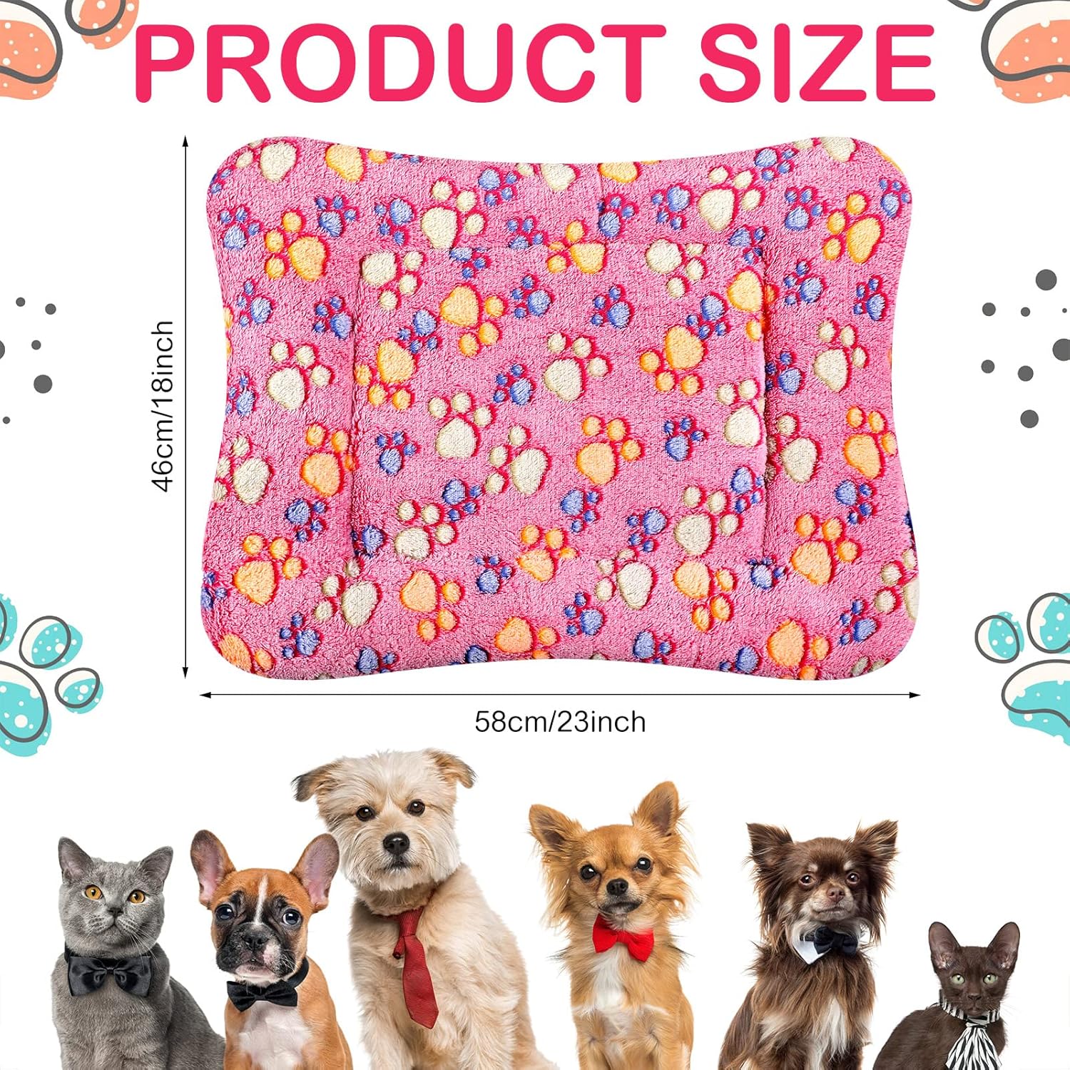 ORANGLES Tuanse 4 Pack Ultra Soft Pet Bed Mats 23x18 Inches | Reversible Fleece Washable Dog Cat Guinea Pig Crate Pads with Cute Print - stunning visual - unveiling characteristics - Image 7 of 7 | perfect for office | Tuanse 4 Pack Ultra Soft Pet Bed Mats 23x18 Inches | Reversible Fleece Washable Dog Cat Guinea Pig Crate Pads with Cute Print offer Washington | Free Shipping ORANGLES