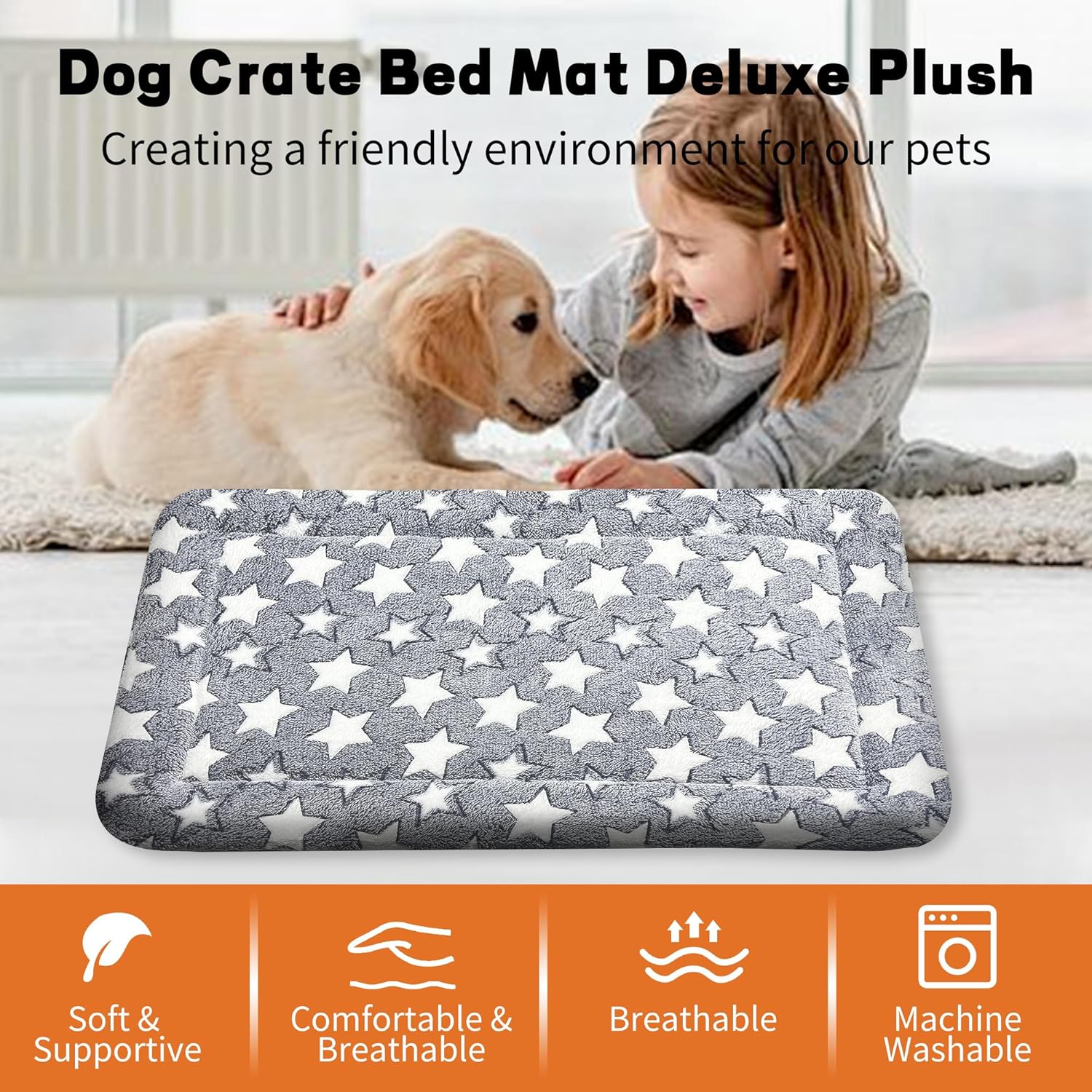 ORANGLES Soft Dog Bed Mat for Crate & Kennel | Comfortable Durable Pet Crate Pad for Dogs & Cats Home Use - angled perspective - presenting advantages - Image 4 of 7 | fits any environment | Purchase Soft Dog Bed Mat for Crate & Kennel | Comfortable Durable Pet Crate Pad for Dogs & Cats Home Use Michigan | Free Shipping ORANGLES