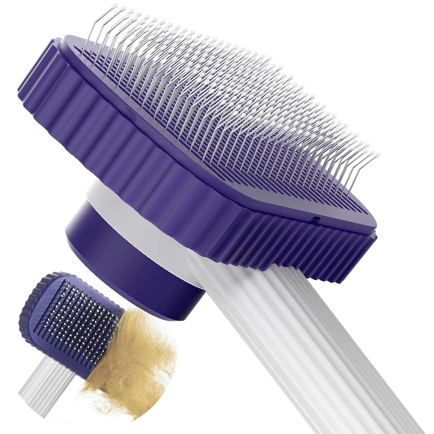 ORANGLES Cat Brush for Long or Short Haired Cats – Remove Loose Fur and Mats – Rounded Pins Reduce Painful Pulling – Dark Blue  - Main Product Image - professional product shot revealing details | Best price Cat Brush for Long or Short Haired Cats – Remove Loose Fur and Mats – Rounded Pins Reduce Painful Pulling – Dark Blue authentic product Ohio | ORANGLES
