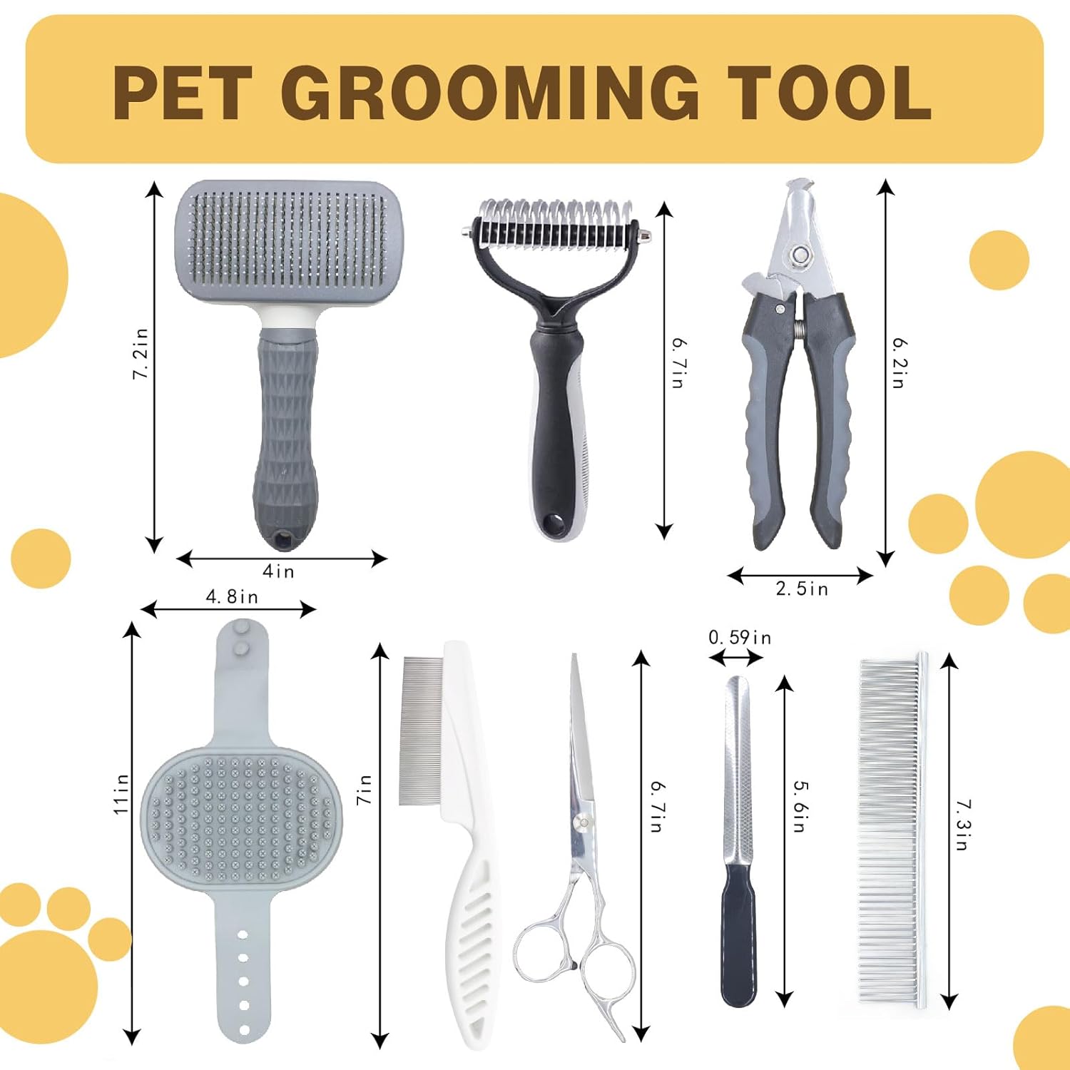 ORANGLES Pet Grooming Tools Kit for Dogs and Cats – 8-in-1 Home Pet Grooming Set – Includes Safety Scissors, Hair Removal Brush, Nail Clipper & File – for Small, Medium & Large Pets - high resolution display - exposing craftsmanship - Image 2 of 6 | built for everyone | Pet Grooming Tools Kit for Dogs and Cats – 8-in-1 Home Pet Grooming Set – Includes Safety Scissors, Hair Removal Brush, Nail Clipper & File – for Small, Medium & Large Pets for sale Georgia | Free Shipping ORANGLES