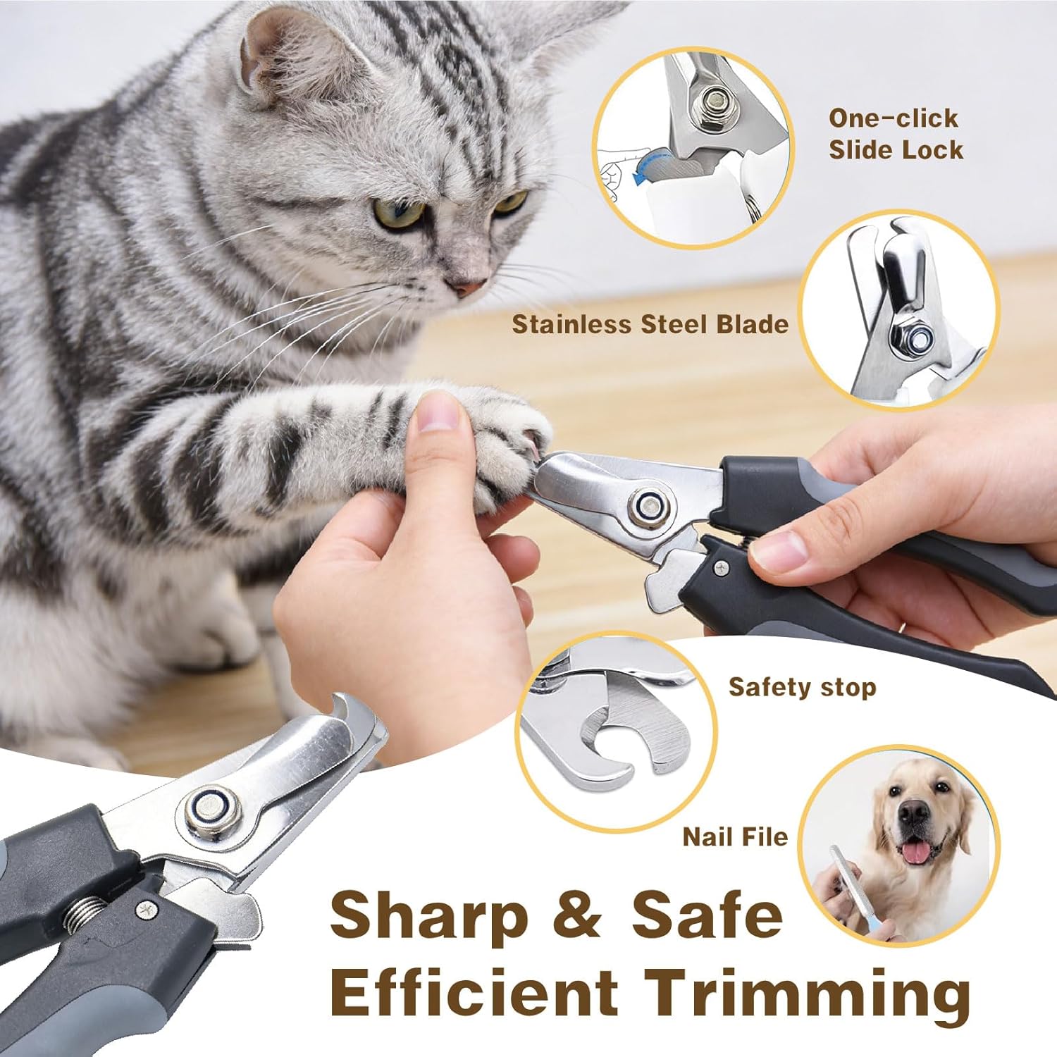 ORANGLES Pet Grooming Tools Kit for Dogs and Cats – 8-in-1 Home Pet Grooming Set – Includes Safety Scissors, Hair Removal Brush, Nail Clipper & File – for Small, Medium & Large Pets - angled perspective - presenting advantages - Image 4 of 6 | fits any environment | Purchase Pet Grooming Tools Kit for Dogs and Cats – 8-in-1 Home Pet Grooming Set – Includes Safety Scissors, Hair Removal Brush, Nail Clipper & File – for Small, Medium & Large Pets Michigan | Free Shipping ORANGLES