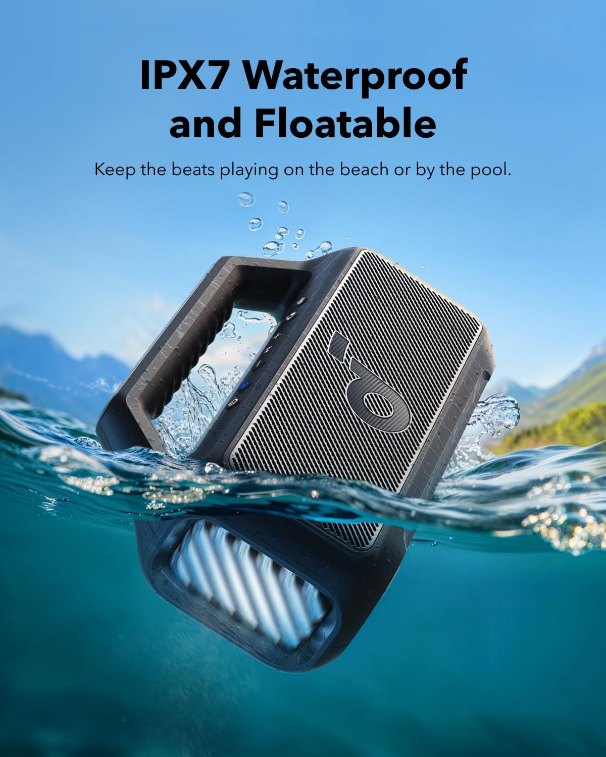 ORANGLES Soundcore Boom 2 by Anker 80W Outdoor Bluetooth Speaker | BassUp 2.0, IPX7 Waterproof, 24H Playtime, RGB Lights, Portable Camping Speaker Black - full product showcase - displaying specifications - Image 5 of 7 | adapts to any space | Soundcore Boom 2 by Anker 80W Outdoor Bluetooth Speaker | BassUp 2.0, IPX7 Waterproof, 24H Playtime, RGB Lights, Portable Camping Speaker Black deal New Jersey | Free Shipping ORANGLES