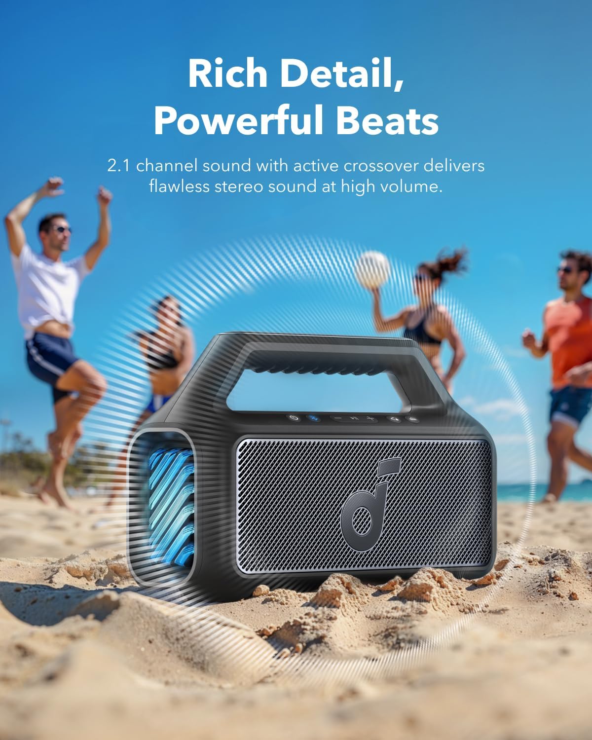 ORANGLES Soundcore Boom 2 by Anker 80W Outdoor Bluetooth Speaker | BassUp 2.0, IPX7 Waterproof, 24H Playtime, RGB Lights, Portable Camping Speaker Black - stunning visual - unveiling characteristics - Image 7 of 7 | perfect for office | Soundcore Boom 2 by Anker 80W Outdoor Bluetooth Speaker | BassUp 2.0, IPX7 Waterproof, 24H Playtime, RGB Lights, Portable Camping Speaker Black offer Washington | Free Shipping ORANGLES