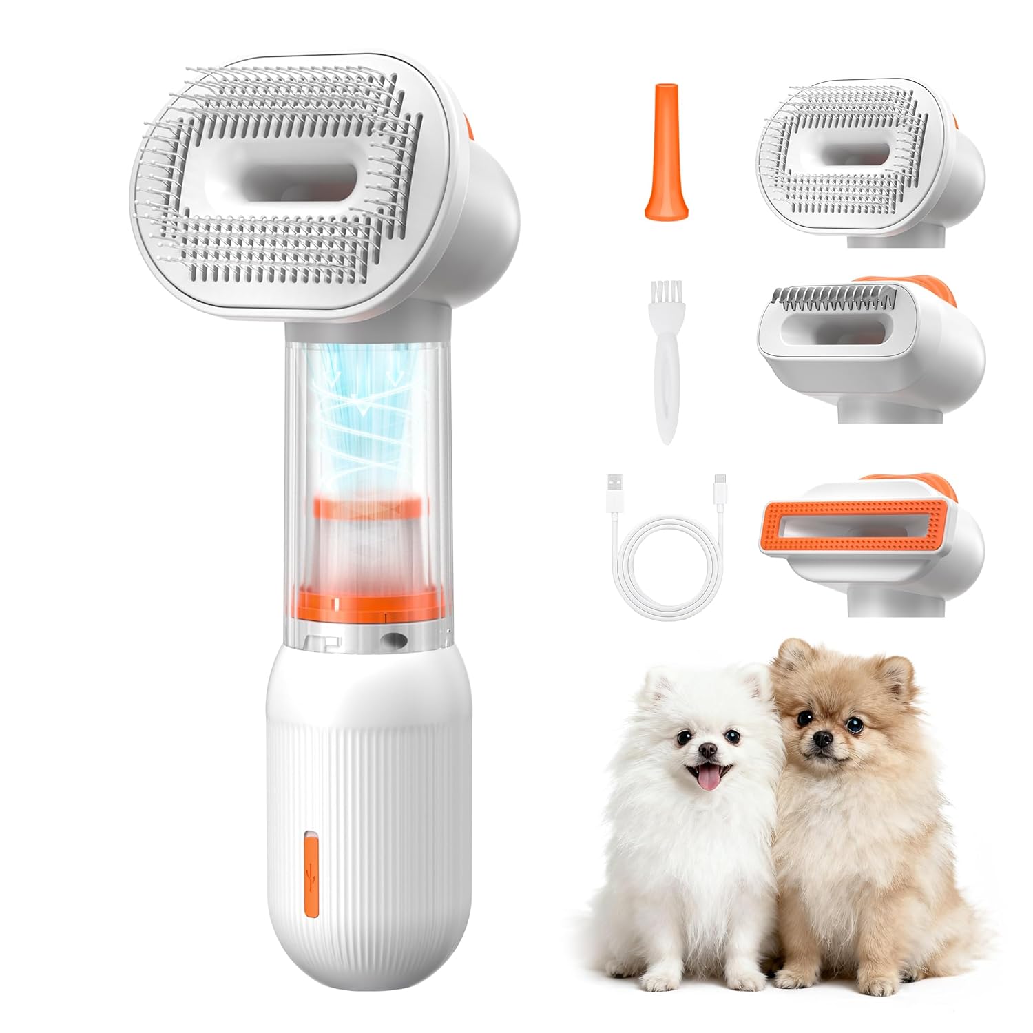 ORANGLES Vacuum Dog Brush for Shedding – 4-in-1 Self-Cleaning Slicker & Undercoat Rake – Deshedding Grooming Tool – Anti-Static, Massage & Combing – White  - Main Product Image - professional product shot revealing details | Best price Vacuum Dog Brush for Shedding – 4-in-1 Self-Cleaning Slicker & Undercoat Rake – Deshedding Grooming Tool – Anti-Static, Massage & Combing – White authentic product Ohio | ORANGLES