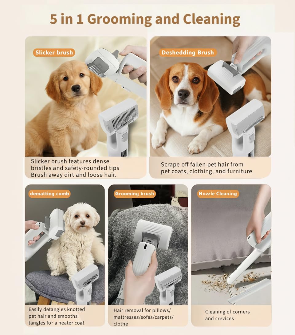 ORANGLES Dog Vacuum for Shedding Grooming – 5-in-1 Deshedding Vacuum Brush with 5 Pet Grooming Tools – Home Cleaning Grooming Supplies - angled perspective - presenting advantages - Image 4 of 6 | fits any environment | Purchase Dog Vacuum for Shedding Grooming – 5-in-1 Deshedding Vacuum Brush with 5 Pet Grooming Tools – Home Cleaning Grooming Supplies Michigan | Free Shipping ORANGLES