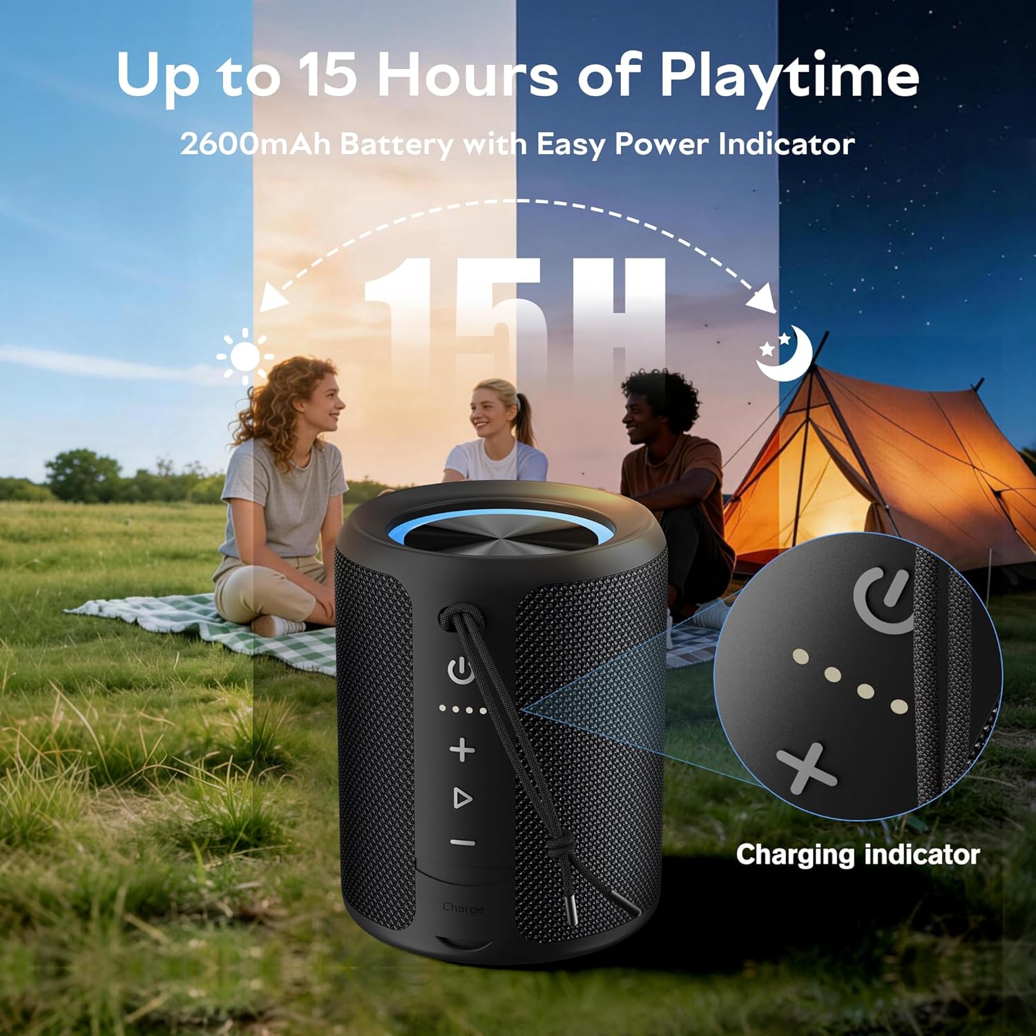 ORANGLES Portable Bluetooth Speaker 20W Loud Stereo | IPX7 Waterproof Wireless Speaker with 15H Playtime & RGB Lights for Outdoor, Beach & Shower - stunning visual - unveiling characteristics - Image 7 of 8 | perfect for office | Portable Bluetooth Speaker 20W Loud Stereo | IPX7 Waterproof Wireless Speaker with 15H Playtime & RGB Lights for Outdoor, Beach & Shower offer Washington | Free Shipping ORANGLES