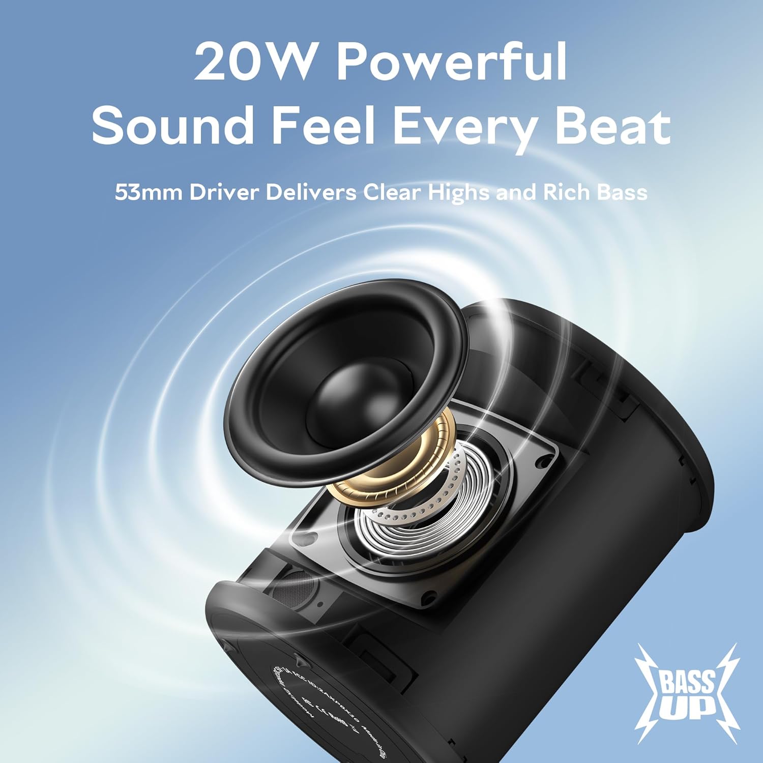 ORANGLES Portable Bluetooth Speaker 20W Loud Stereo | IPX7 Waterproof Wireless Speaker with 15H Playtime & RGB Lights for Outdoor, Beach & Shower - crisp and clear image - focusing on design - Image 8 of 8 | great for travel | Order Portable Bluetooth Speaker 20W Loud Stereo | IPX7 Waterproof Wireless Speaker with 15H Playtime & RGB Lights for Outdoor, Beach & Shower now Arizona | Free Shipping ORANGLES