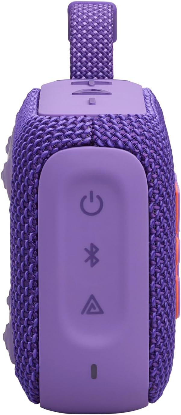 ORANGLES JBL Go 4 Ultra Portable Bluetooth Speaker Purple | Waterproof & Dustproof JBL Pro Sound with Punchy Bass, 7H Battery - detailed closeup view - Image 3 of 6 | great for travel | Texas | Free Shipping ORANGLES