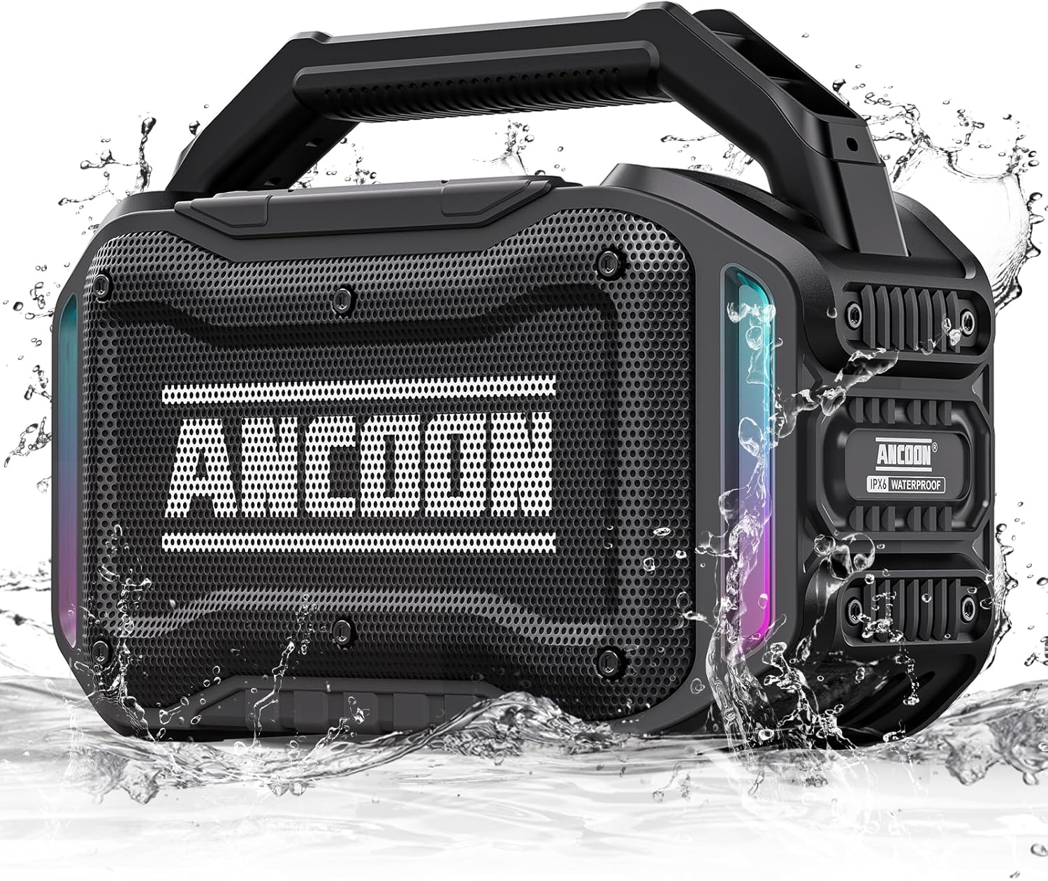 ORANGLES ANCOON 80W Peak Bluetooth Speaker | Loud Wireless Speaker with Bass, 20H Playtime, IPX6 Waterproof Jobsite & Outdoor Speaker Black  - Main Product Image - professional product shot | Buy ANCOON 80W Peak Bluetooth Speaker | Loud Wireless Speaker with Bass, 20H Playtime, IPX6 Waterproof Jobsite & Outdoor Speaker Black online USA | ORANGLES
