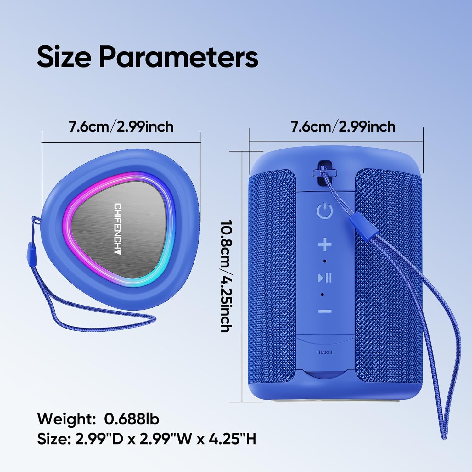 ORANGLES Portable Bluetooth Speaker Beach Essentials | BT 5.3 Wireless Speaker with Clear Sound, Dynamic Lights, IPX5 Waterproof, All-Day Playtime & TWS Pairing - high resolution display - Image 2 of 5 | perfect for office | California | Free Shipping ORANGLES