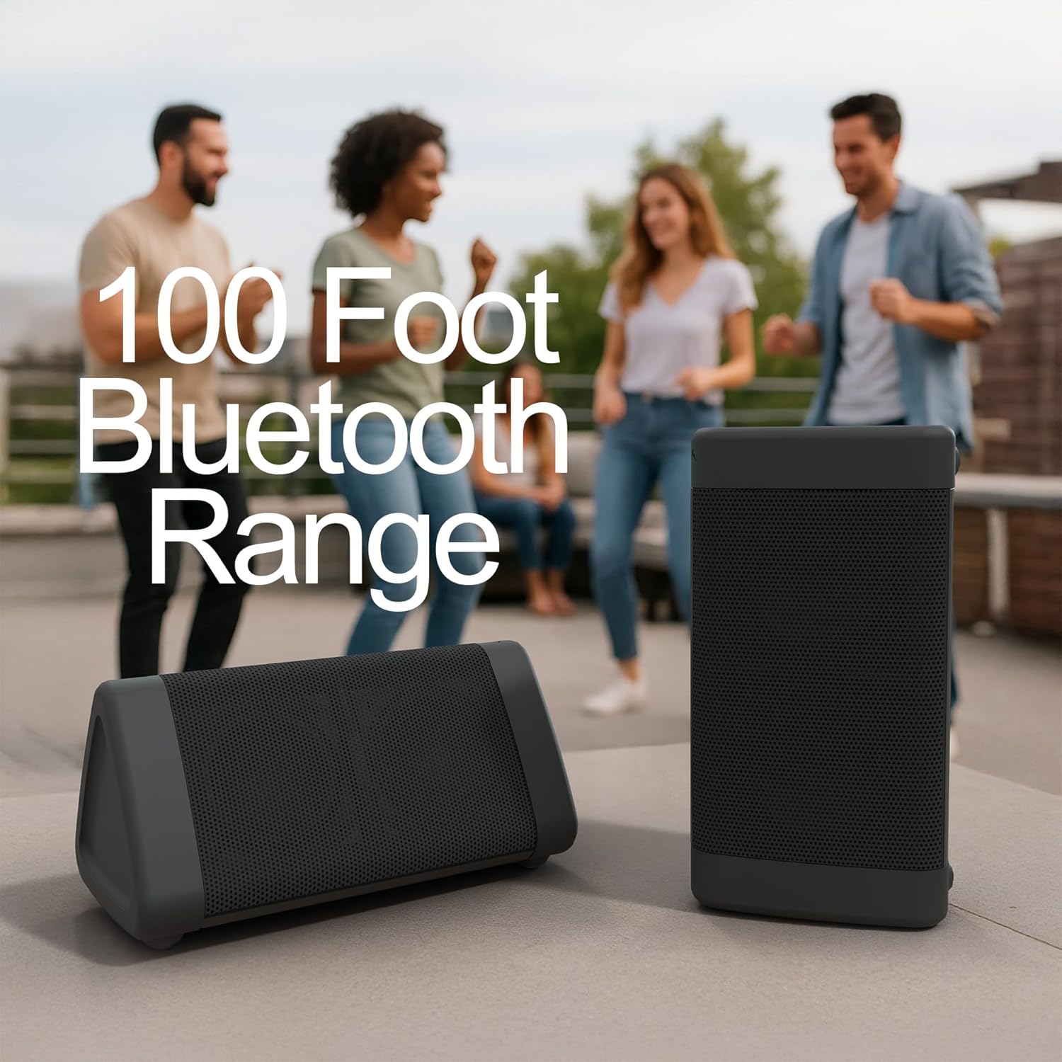 ORANGLES OontZ Angle 3 (4th Gen) Portable Bluetooth Speaker | 12W Stereo Sound, 24H Playtime, Waterproof, 100ft Range Wireless Speaker Black - angled perspective - Image 4 of 4 | excellent for daily use | New York | Free Shipping ORANGLES