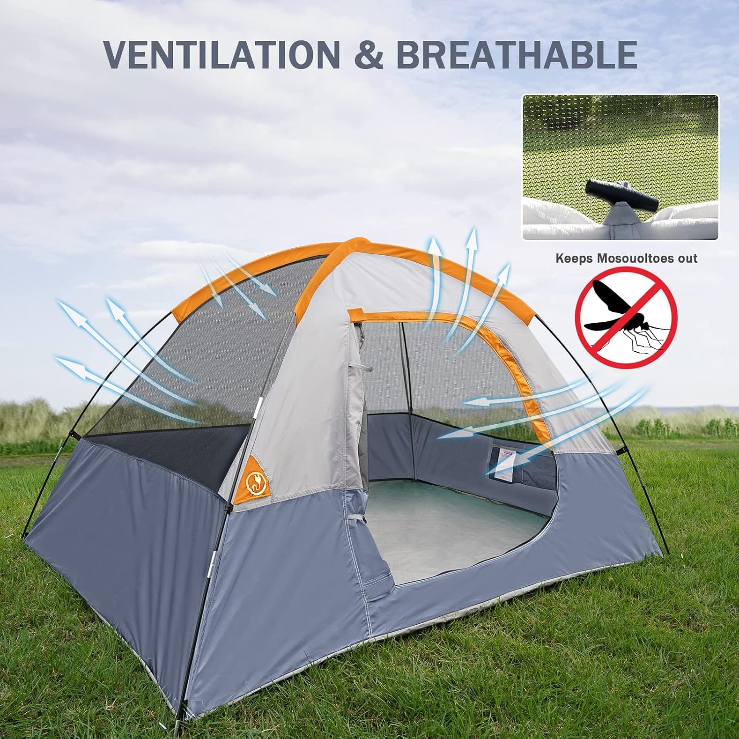 ORANGLES 2–4 Person Camping Tent Waterproof Windproof | Easy Setup Portable Dome Tent with Rainfly for Outdoor Camping & Hiking - high resolution display - Image 2 of 5 | perfect for office | California | Free Shipping ORANGLES