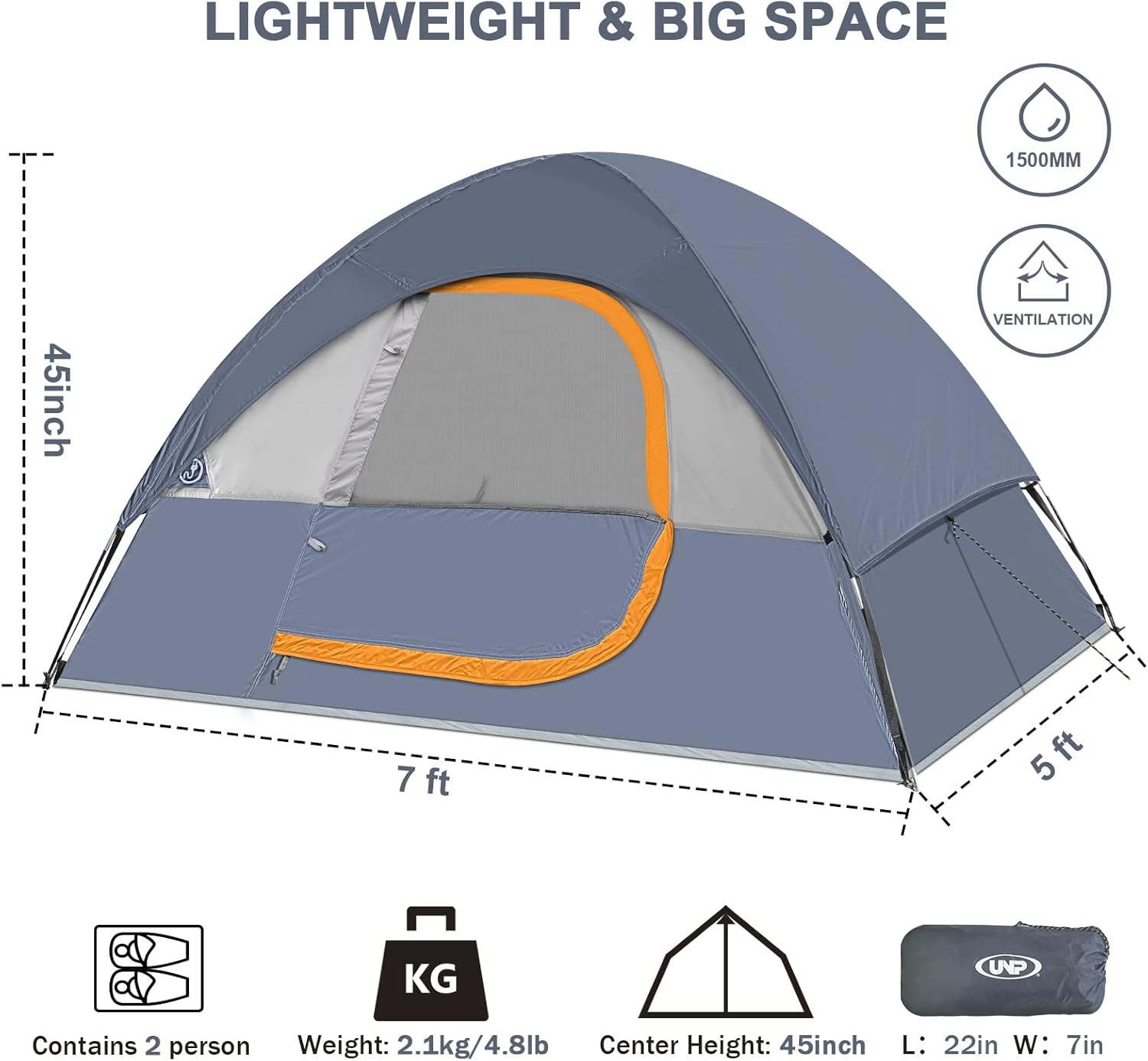 ORANGLES 2–4 Person Camping Tent Waterproof Windproof | Easy Setup Portable Dome Tent with Rainfly for Outdoor Camping & Hiking - full product showcase - Image 5 of 5 | suitable for professionals | Florida | Free Shipping ORANGLES