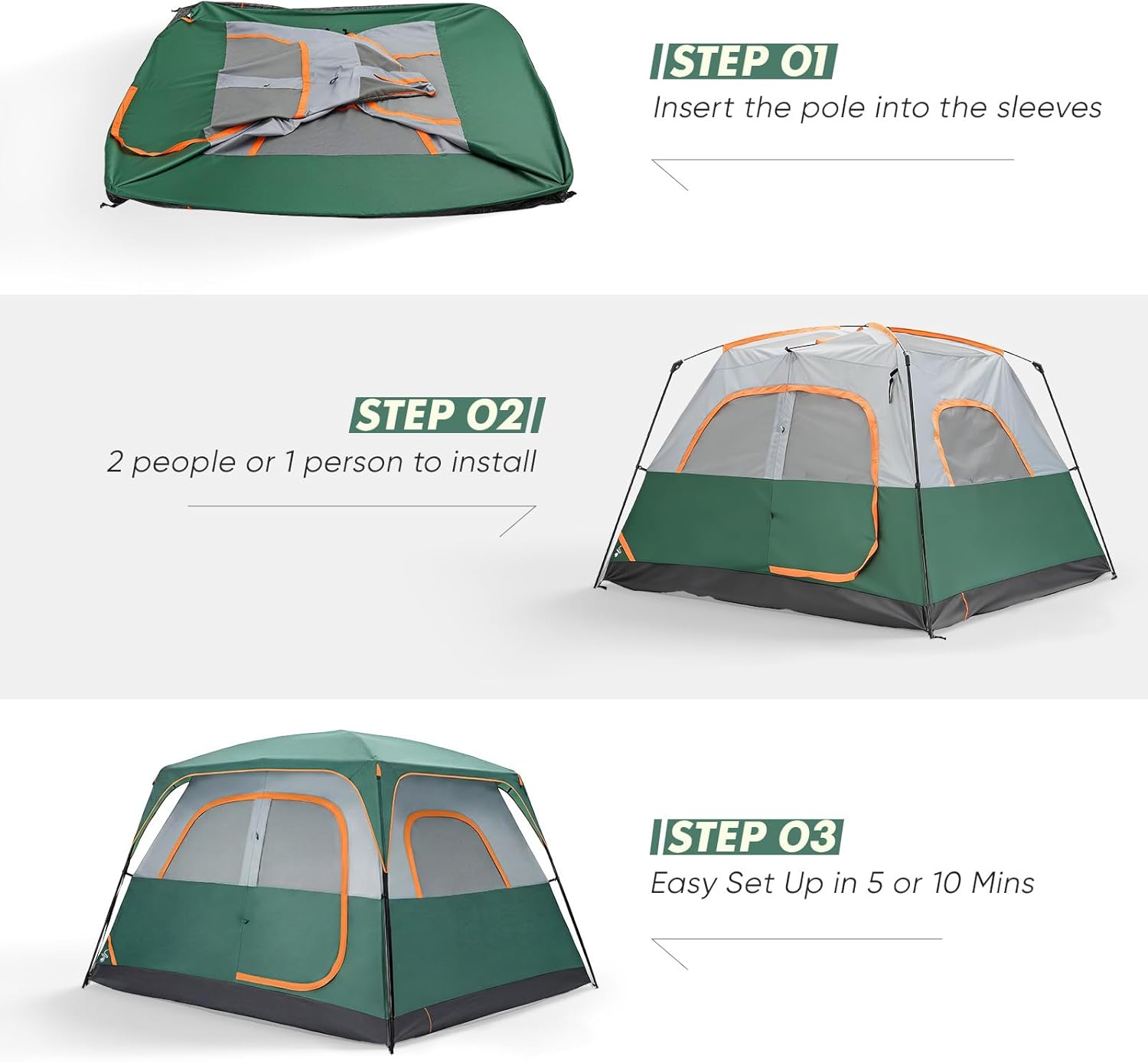 ORANGLES OLIXIS Camping Tent 2–8 Person Waterproof Windproof | Instant Dome Tent with Rainfly & Multi Ventilation for Family Camping & Hiking - full product showcase - Image 5 of 6 | suitable for professionals | Florida | Free Shipping ORANGLES