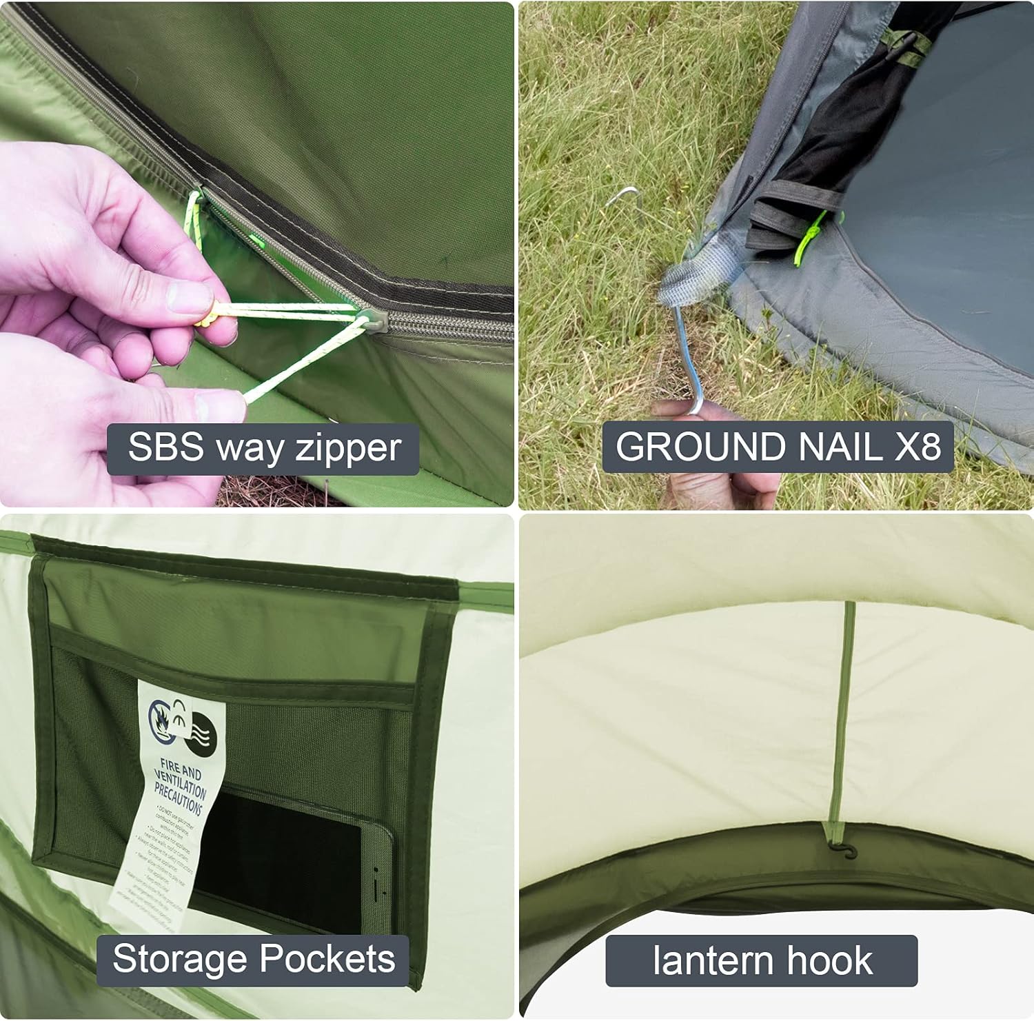 ORANGLES 4 Person Pop Up Camping Tent Waterproof | Instant Automatic Setup Family Dome Tent with 2 Doors for Hiking & Travel - high resolution display - Image 2 of 5 | perfect for office | California | Free Shipping ORANGLES