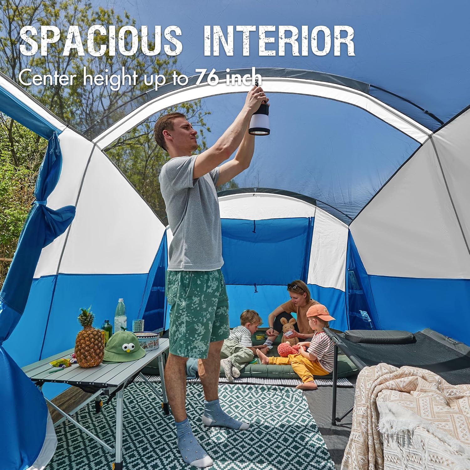 ORANGLES PORTAL 6–10 Person Family Camping Tent with Screen Room | Large Tunnel Tent Water Resistant with Rainfly for Outdoor & Patio - angled perspective - Image 4 of 6 | excellent for daily use | New York | Free Shipping ORANGLES