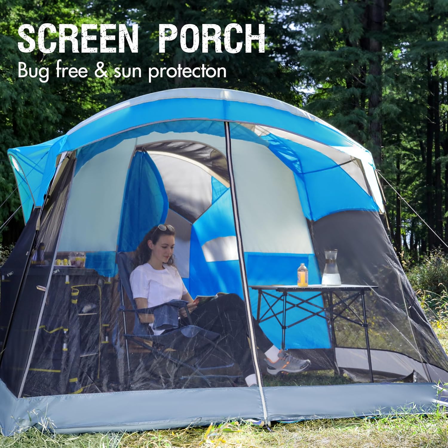 ORANGLES PORTAL 6–10 Person Family Camping Tent with Screen Room | Large Tunnel Tent Water Resistant with Rainfly for Outdoor & Patio - full product showcase - Image 5 of 6 | suitable for professionals | Florida | Free Shipping ORANGLES