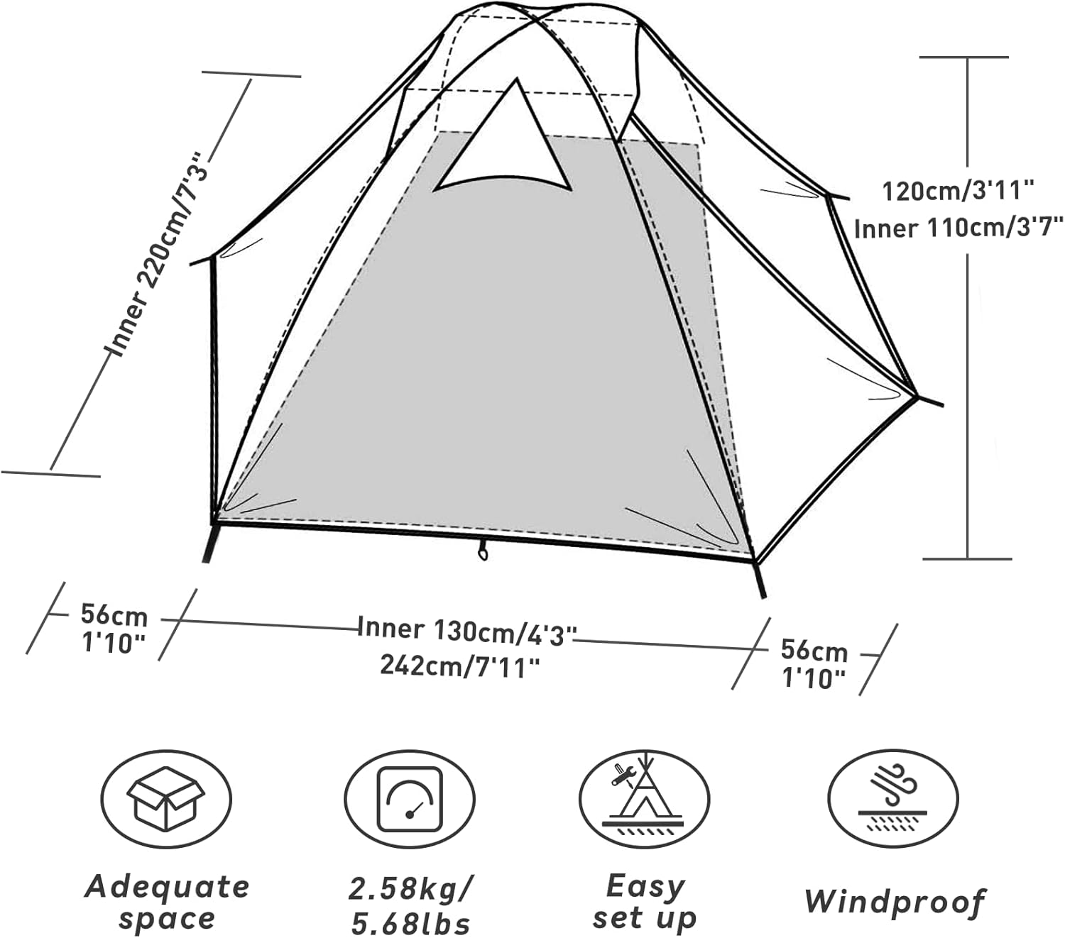 ORANGLES Forceatt 2–4 Person Camping Tent Waterproof Windproof | Lightweight Backpacking Tent for Hiking, Mountaineering & Travel - elegant presentation - Image 6 of 6 | designed for enthusiasts | Illinois | Free Shipping ORANGLES