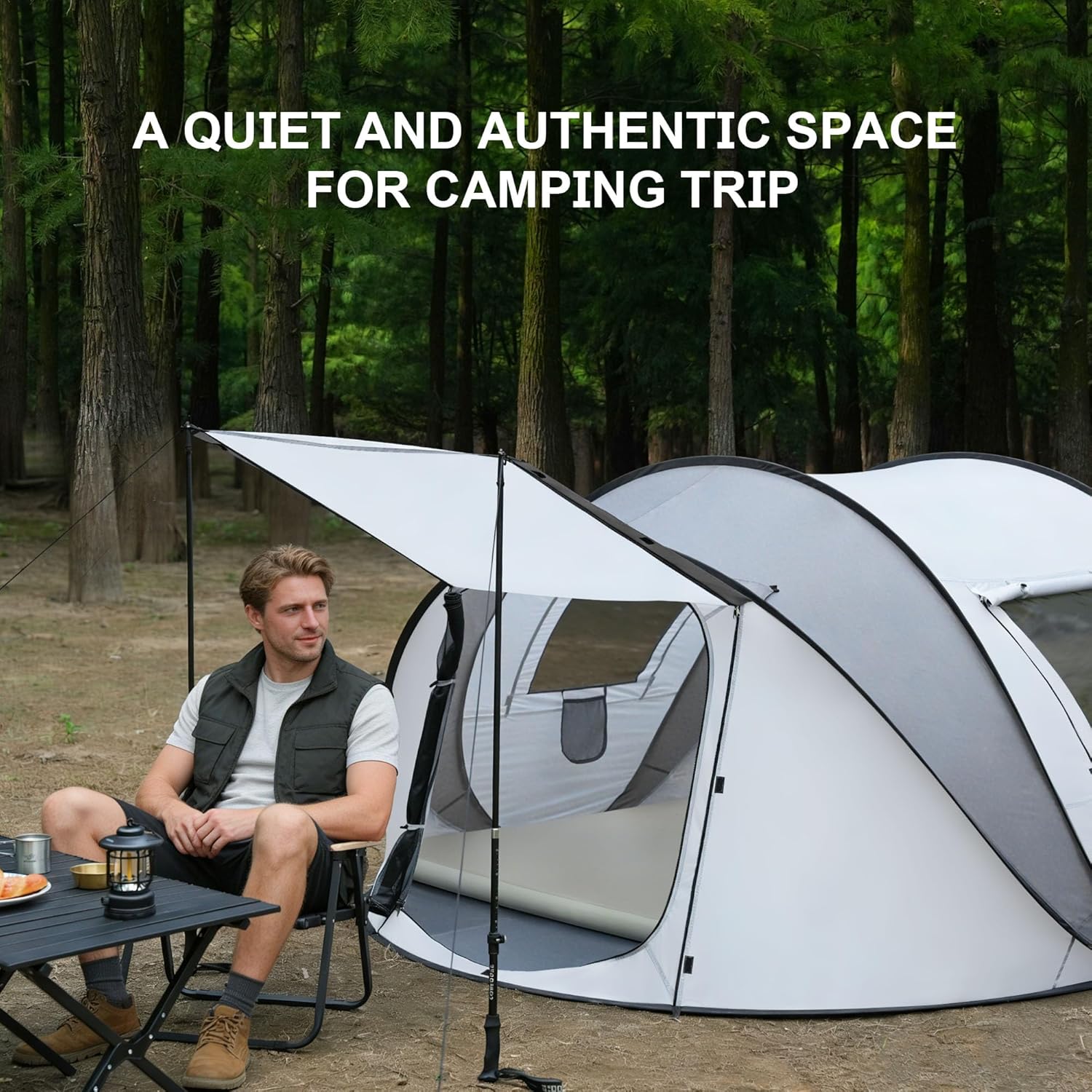 ORANGLES Pop Up Camping Tent 2–6 Person Instant Setup | Waterproof PU4500mm Lightweight Tent with Front Porch for Hiking, Beach & Outdoor Camping - high resolution display - Image 2 of 5 | perfect for office | California | Free Shipping ORANGLES