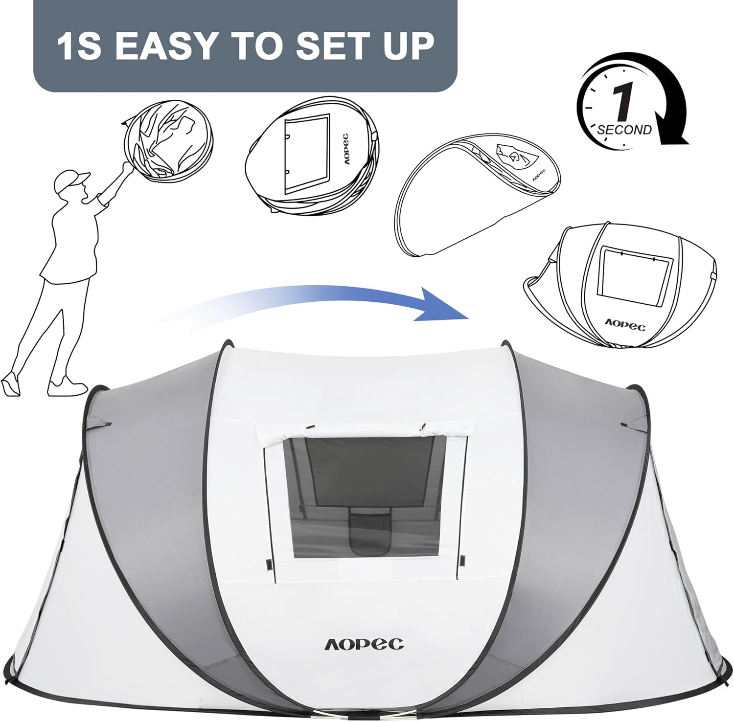 ORANGLES Pop Up Camping Tent 2–6 Person Instant Setup | Waterproof PU4500mm Lightweight Tent with Front Porch for Hiking, Beach & Outdoor Camping - full product showcase - Image 5 of 5 | suitable for professionals | Florida | Free Shipping ORANGLES