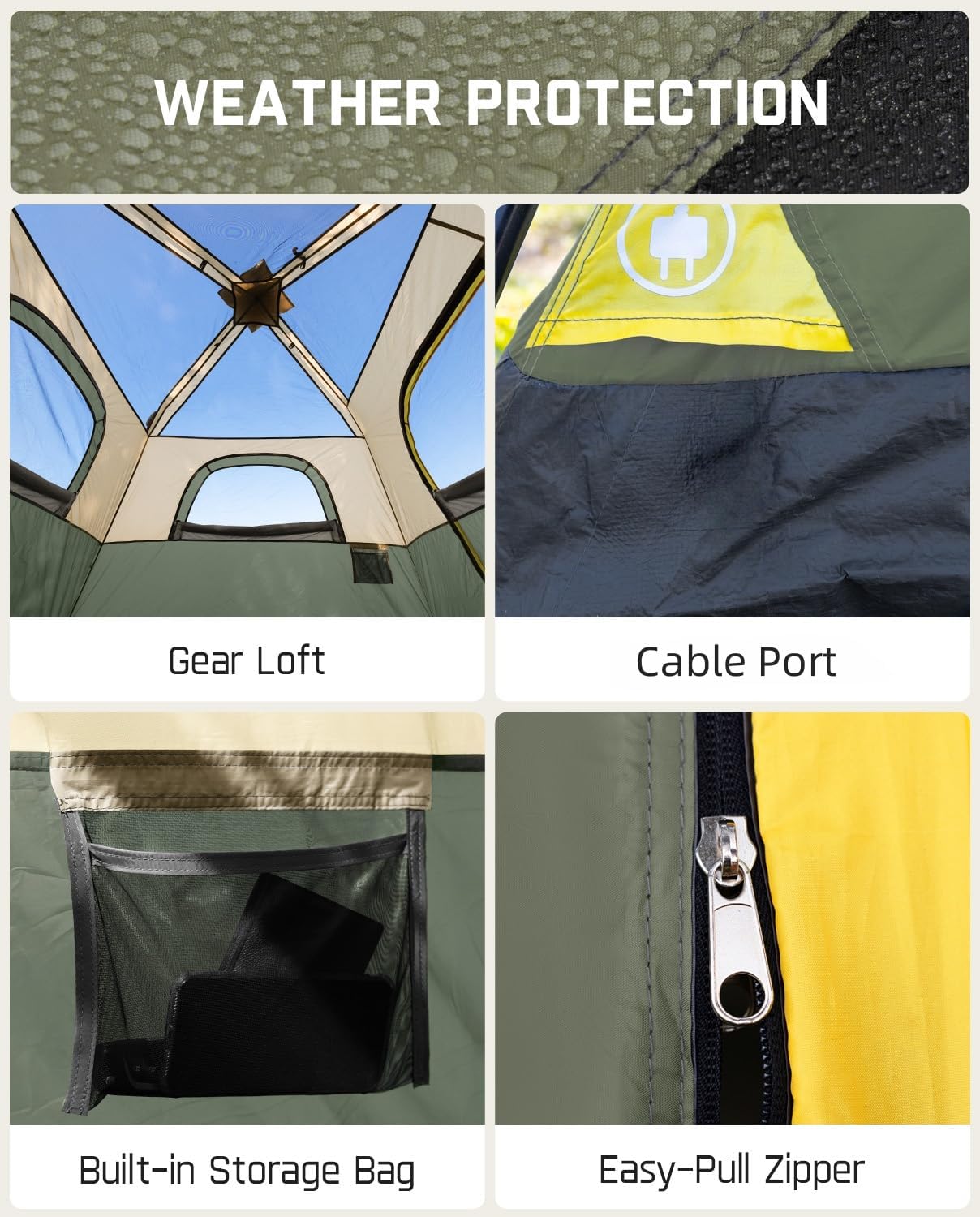 ORANGLES FanttikOutdoor Instant Cabin Tent 4–10 Person | 60-Second Setup Waterproof Windproof Tent with Rainfly & Ventilation for Family Camping Navy Blue - detailed closeup view - Image 3 of 5 | great for travel | Texas | Free Shipping ORANGLES