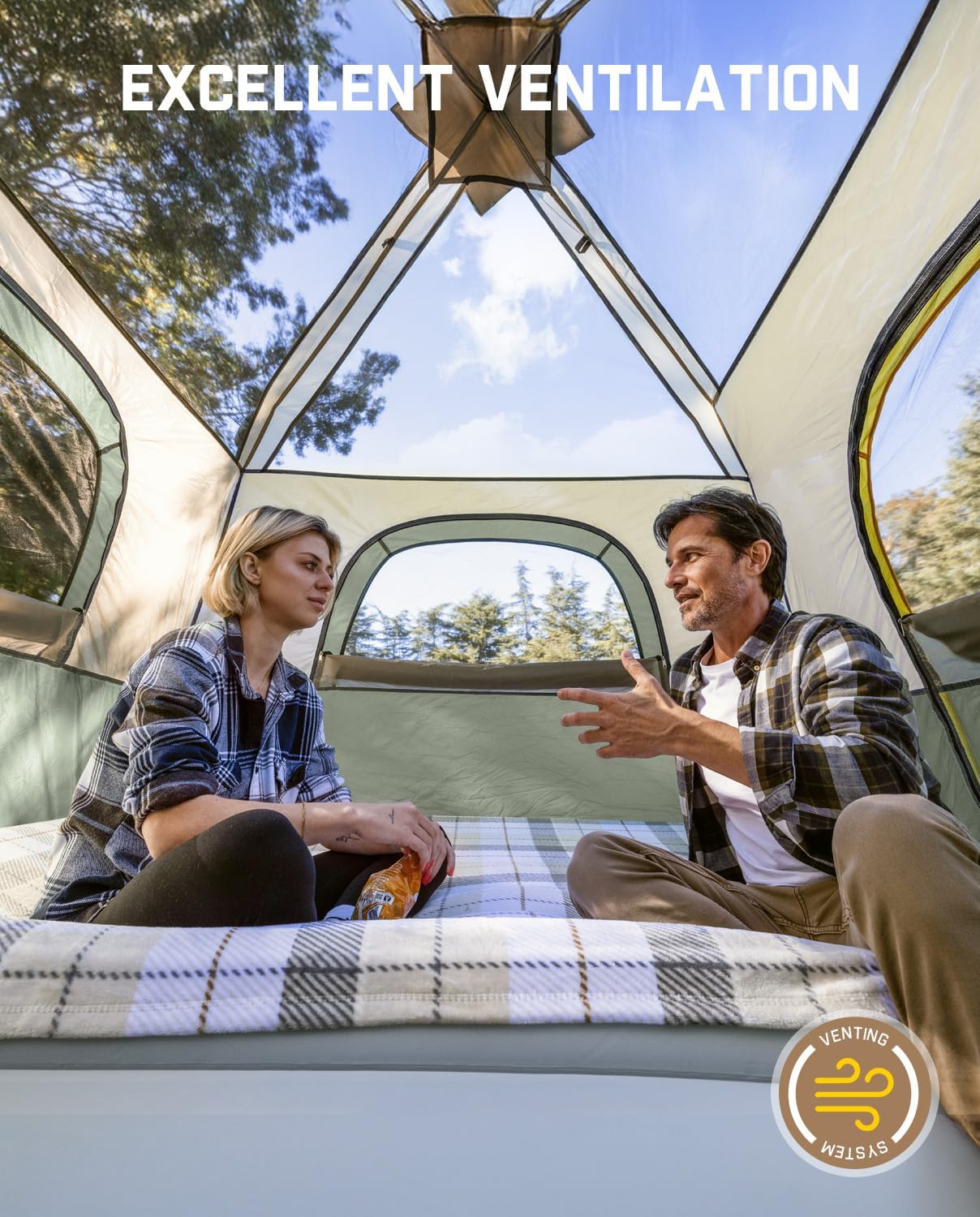 ORANGLES FanttikOutdoor Instant Cabin Tent 4–10 Person | 60-Second Setup Waterproof Windproof Tent with Rainfly & Ventilation for Family Camping Navy Blue - angled perspective - Image 4 of 5 | excellent for daily use | New York | Free Shipping ORANGLES