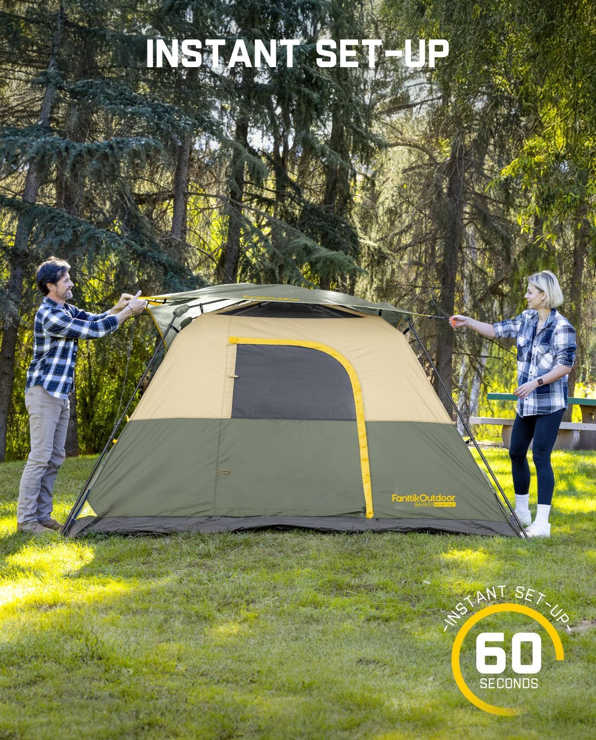ORANGLES FanttikOutdoor Instant Cabin Tent 4–10 Person | 60-Second Setup Waterproof Windproof Tent with Rainfly & Ventilation for Family Camping Navy Blue - full product showcase - Image 5 of 5 | suitable for professionals | Florida | Free Shipping ORANGLES