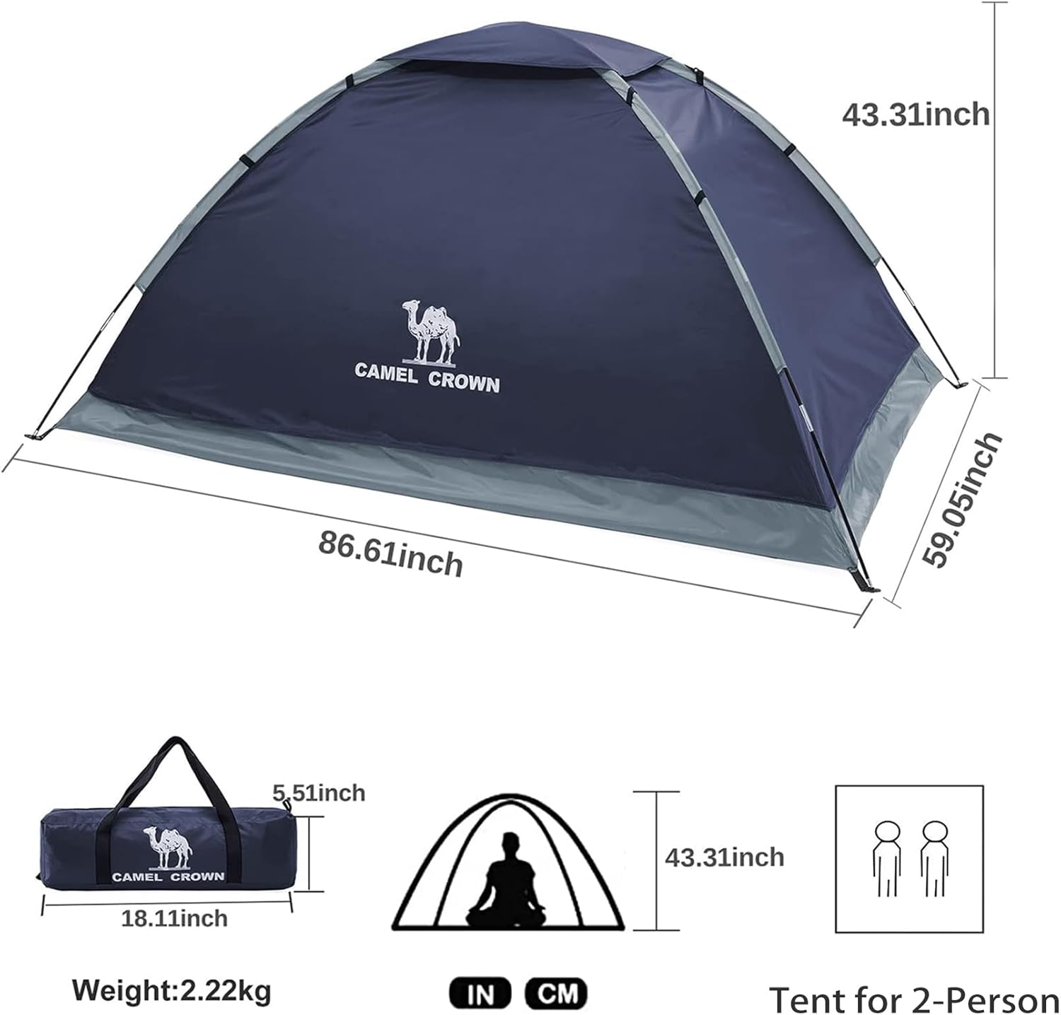 ORANGLES CAMEL CROWN 2–5 Person Camping Dome Tent | Waterproof Lightweight Backpacking Tent for Hiking & Outdoor Camping - angled perspective - Image 4 of 4 | excellent for daily use | New York | Free Shipping ORANGLES