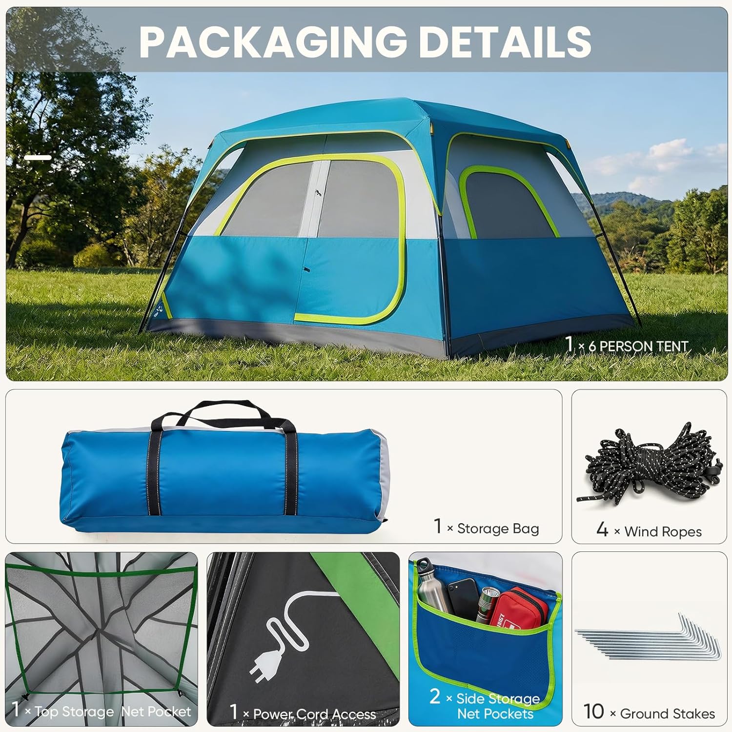 ORANGLES NEWBULIG 2–8 Person Camping Tent Waterproof Windproof | Family Dome Tent with Rainfly, Easy Setup & Carry Bag for Hiking & Outdoor Camping - high resolution display - Image 2 of 6 | perfect for office | California | Free Shipping ORANGLES
