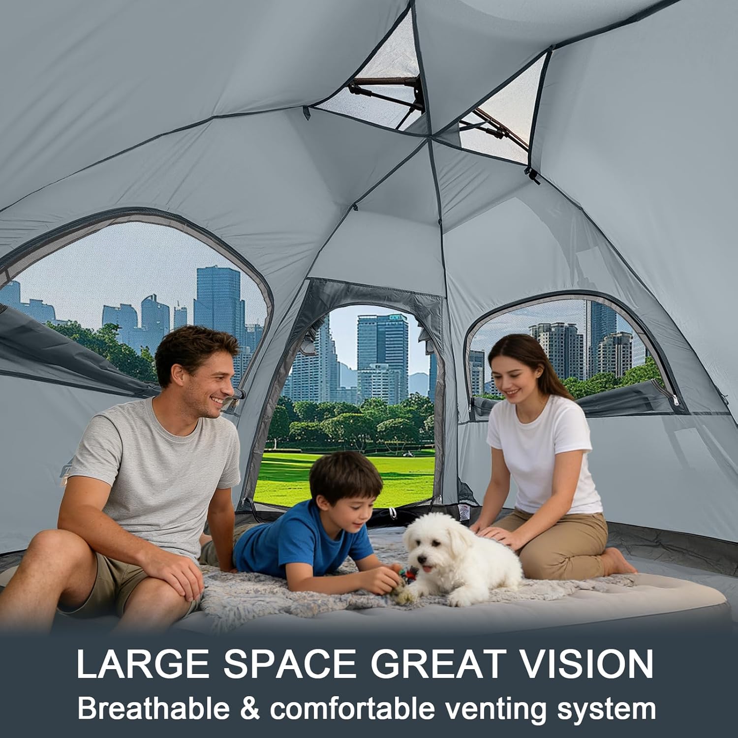 ORANGLES ADSMART Instant Camping Tent 2–5 Person Waterproof | Easy Setup Pop Up Tent with Carry Bag for Hiking, Backpacking & Outdoor Use - high resolution display - Image 2 of 5 | perfect for office | California | Free Shipping ORANGLES