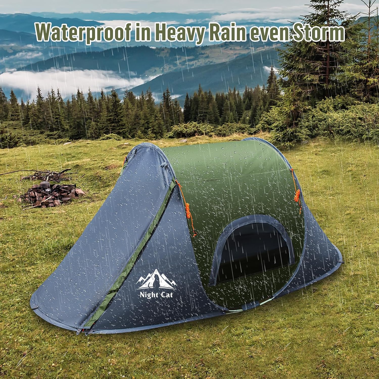 ORANGLES Night Cat Pop-Up Camping Tent 1 Person Waterproof | Instant Easy Setup Lightweight Outdoor Tent for Hiking & Backpacking - high resolution display - Image 2 of 5 | perfect for office | California | Free Shipping ORANGLES