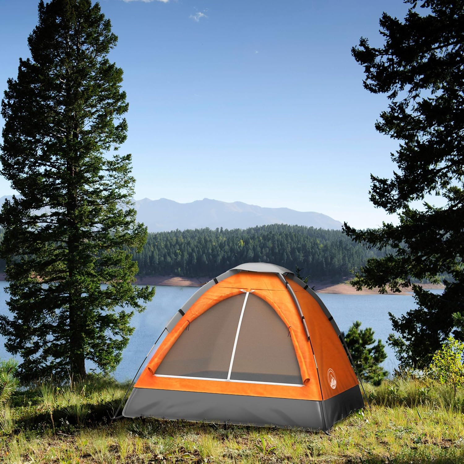 ORANGLES Wakeman Outdoors 2 Person Camping Tent with Rainfly | Lightweight Pop Up Tent with Carry Bag for Hiking, Festivals & Beach - angled perspective - Image 4 of 4 | excellent for daily use | New York | Free Shipping ORANGLES