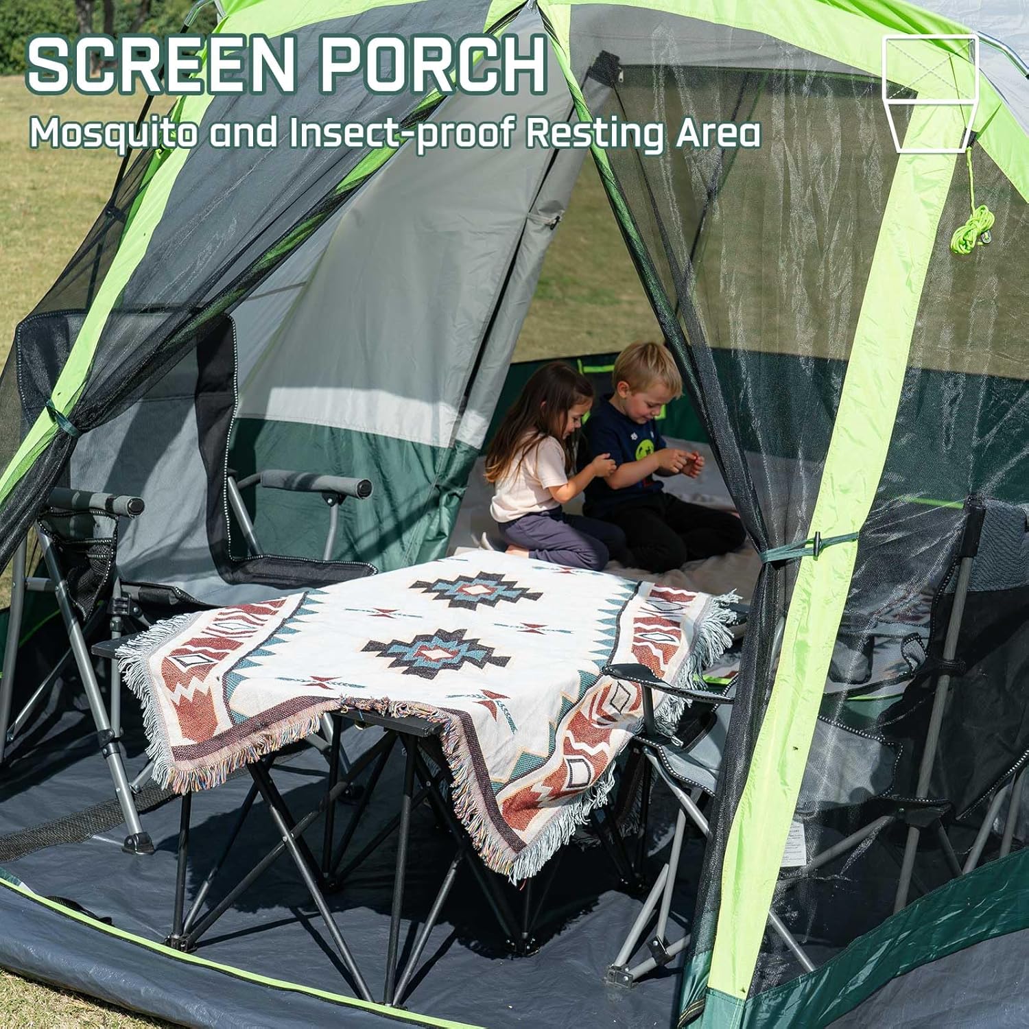 ORANGLES JELUCAMP 6–8 Person Large Family Camping Tent | Waterproof Screened Tent with Porch, Rainfly & Carry Bag for Easy Setup Outdoor Camping - detailed closeup view - Image 3 of 5 | great for travel | Texas | Free Shipping ORANGLES