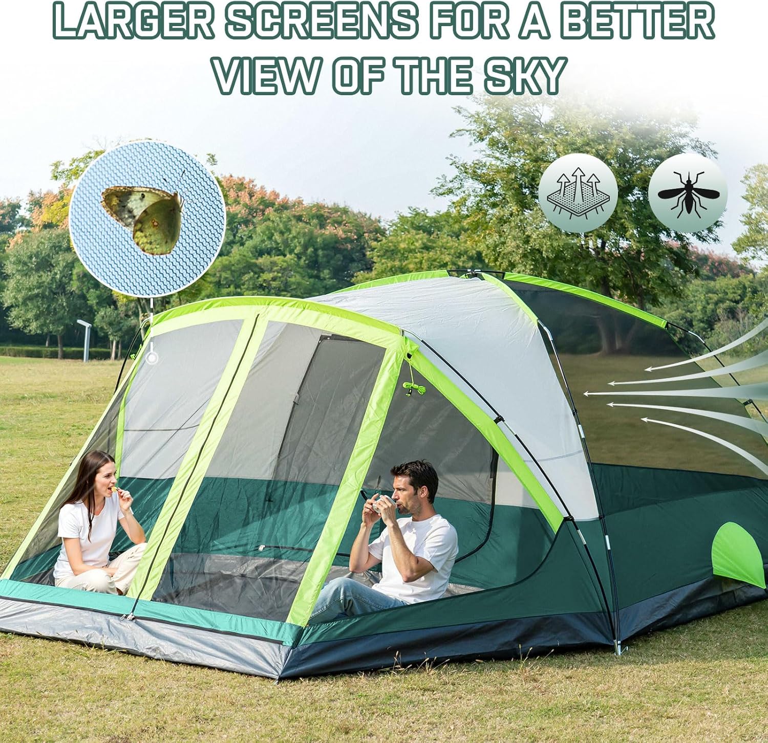 ORANGLES JELUCAMP 6–8 Person Large Family Camping Tent | Waterproof Screened Tent with Porch, Rainfly & Carry Bag for Easy Setup Outdoor Camping - angled perspective - Image 4 of 5 | excellent for daily use | New York | Free Shipping ORANGLES